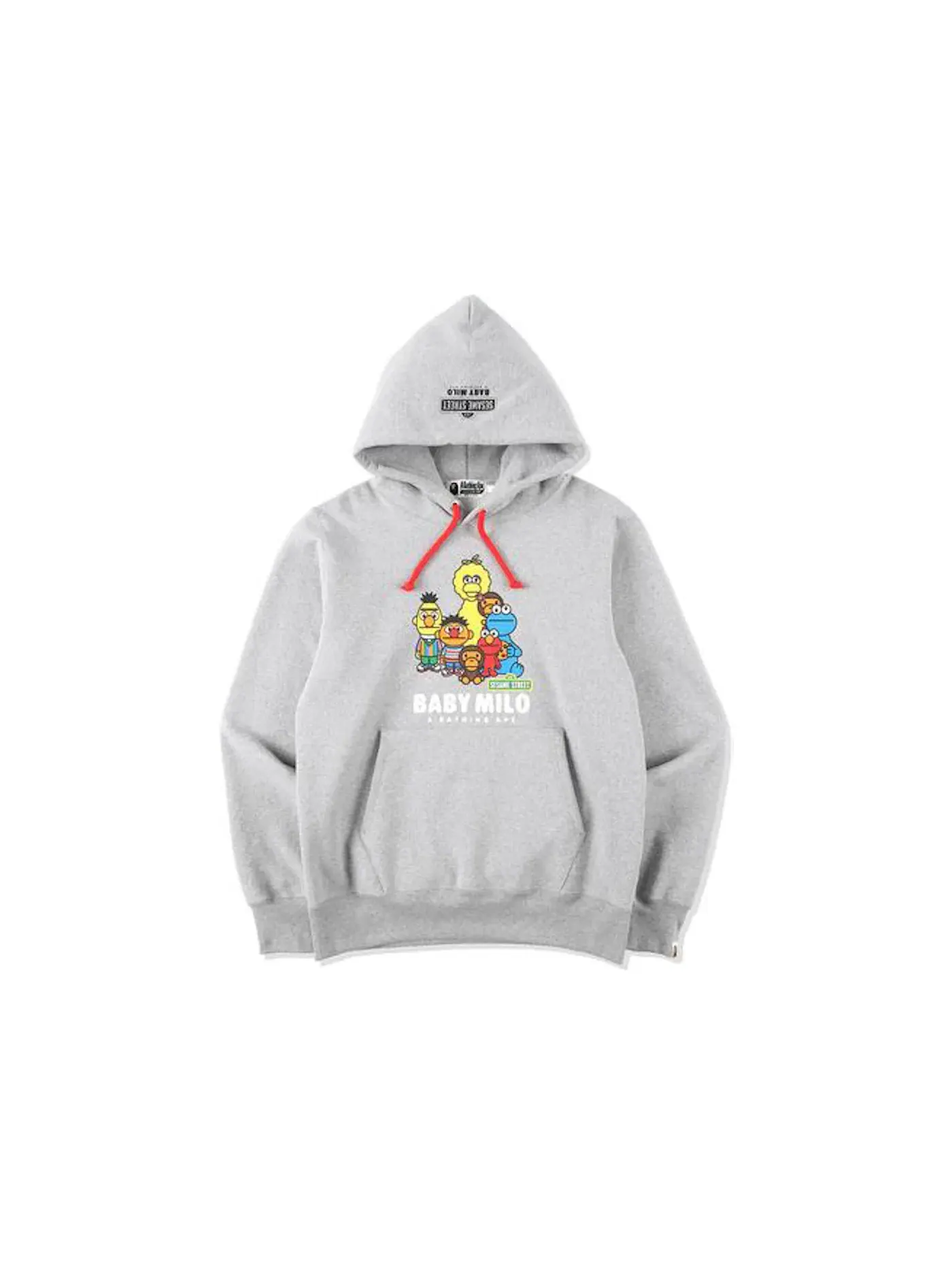 Мужской пуловер-худи с принтом BAPE x Sesame Street Hoodie BAPE — изображение 1 из 1, серый