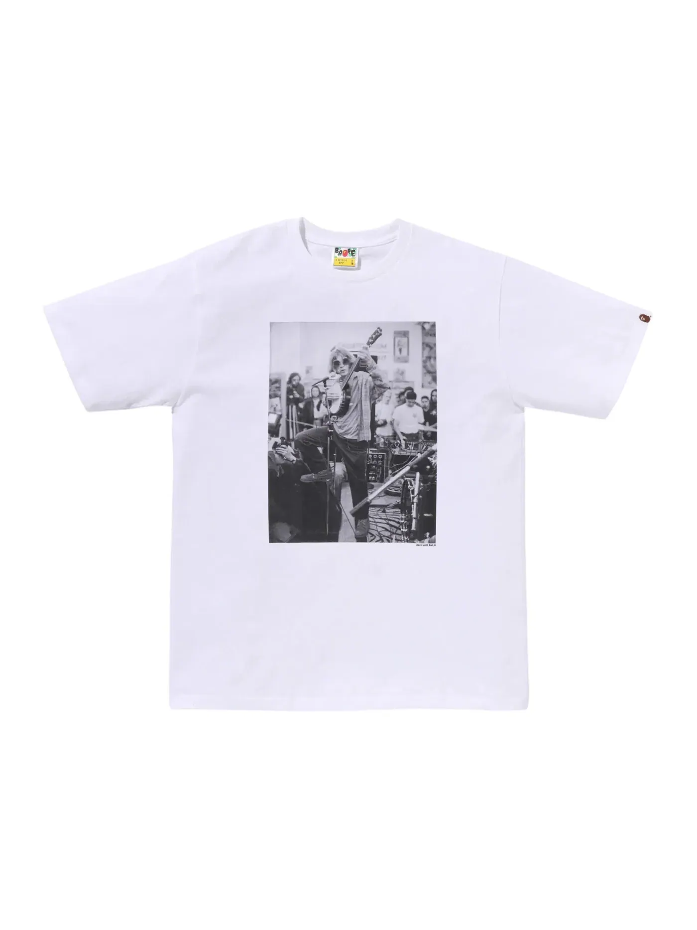 Мужская футболка с принтом BAPE x Shawn Mortensen Beck Aaron's Record Store Photo Tee — изображение 1 из 1, белый
