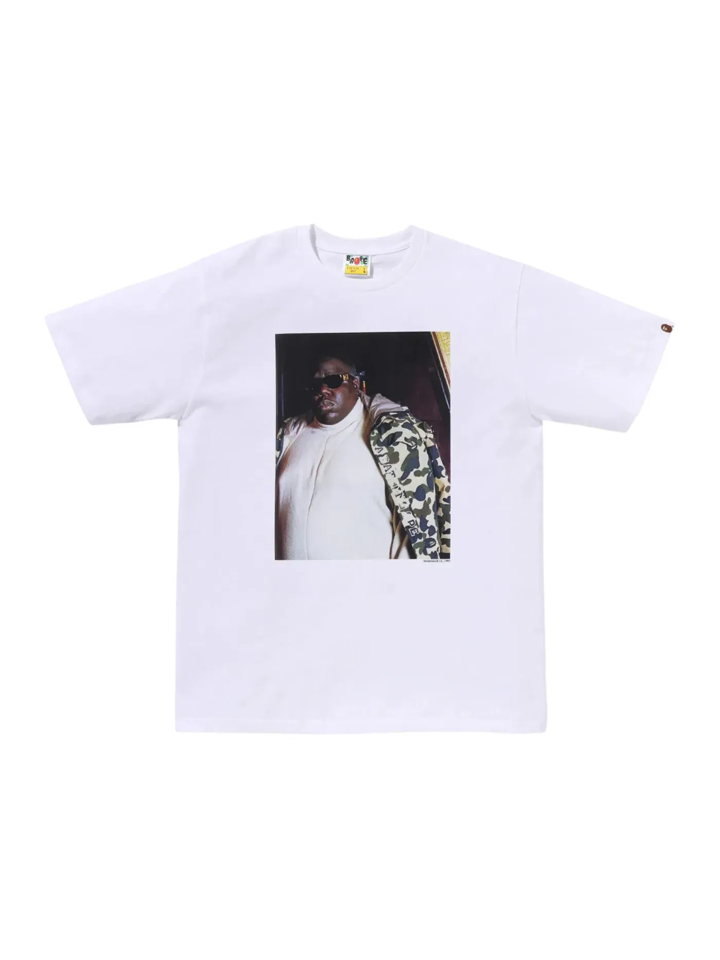 Мужская футболка с принтом BAPE x Shawn Mortensen Biggie Final Filming Photo Tee — изображение 1 из 1, белый