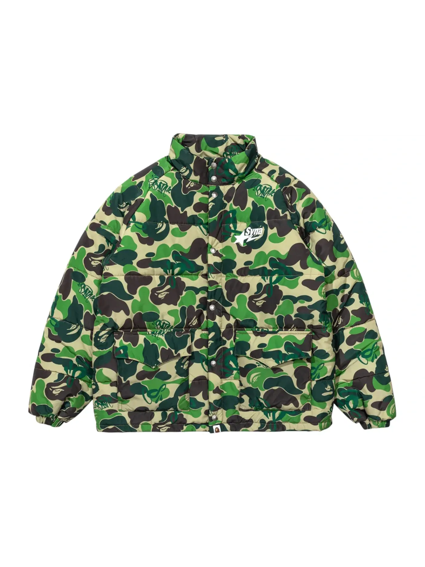 Мужская пуховая куртка BAPE x Spotify x Central Cee Puffer Jacket — изображение 1 из 3, зеленый