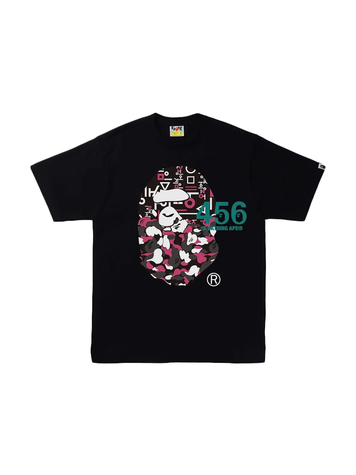 Мужская футболка с принтом BAPE x Squid Game Ape Head Tee BAPE — изображение 1 из 2, черный