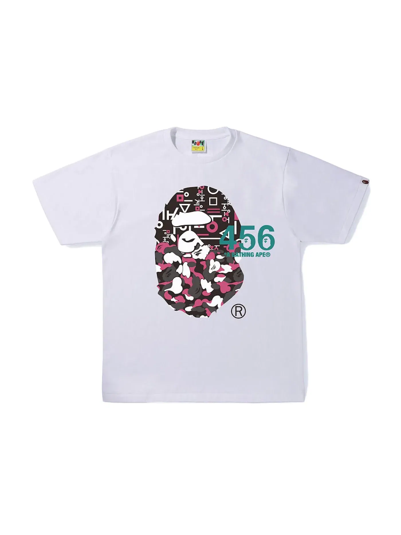 Мужская футболка с принтом BAPE x Squid Game Ape Head BAPE — изображение 1 из 2, белый