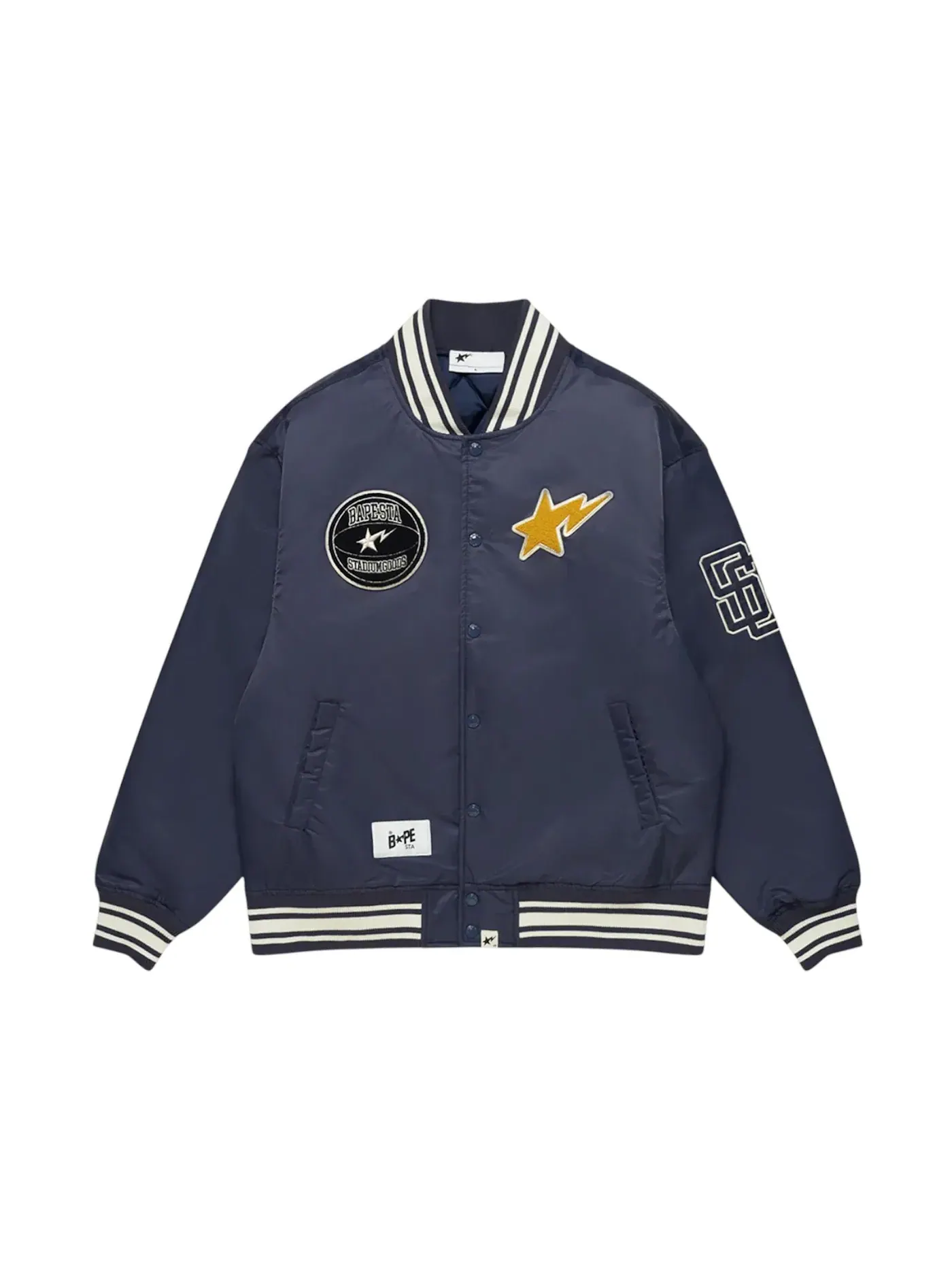 Мужская куртка-бомбер BAPE x Stadium Goods Varsity Jacket Navy — изображение 1 из 2, темно-синий