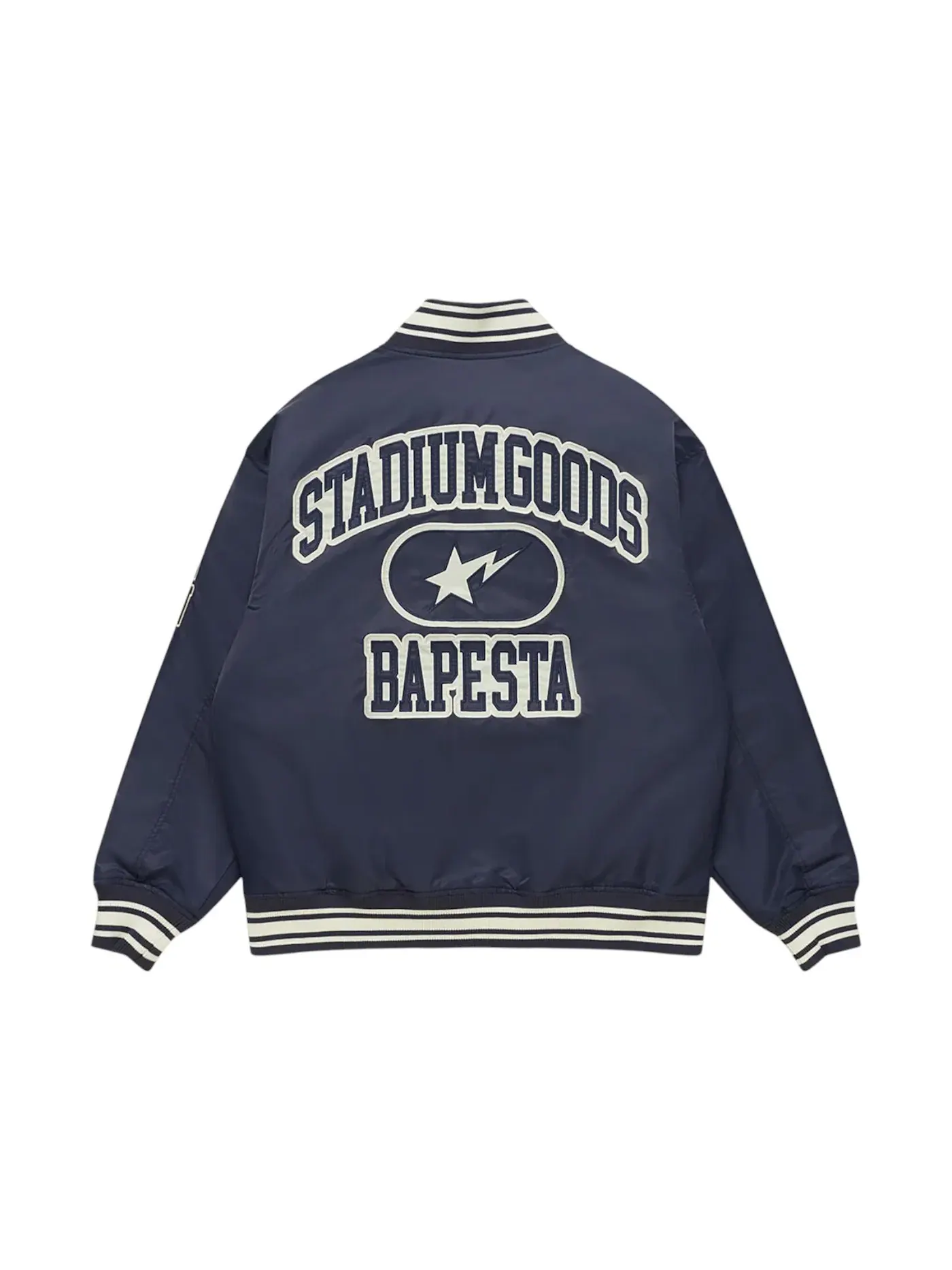 Мужская куртка-бомбер BAPE x Stadium Goods Varsity Jacket Navy — изображение 2 из 2, темно-синий
