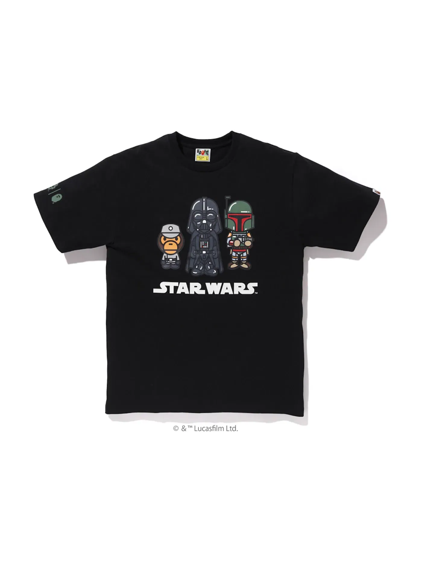 Мужская футболка с принтом BAPE x Star Wars Baby Milo Boba Fett Tee BAPE — изображение 1 из 3, черный