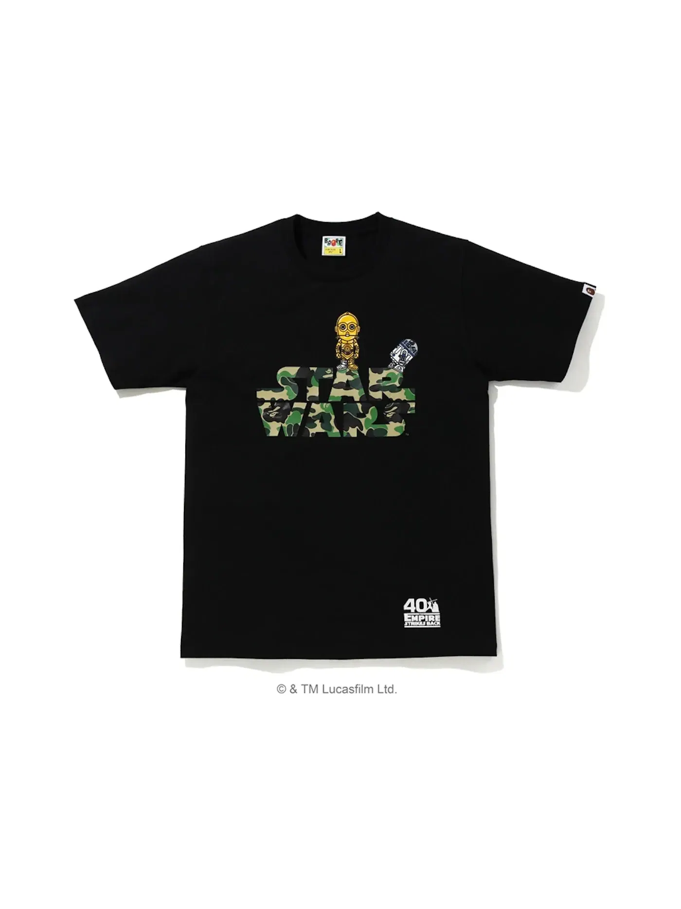 Мужская футболка с принтом BAPE X Star Wars R2-D2 & C-3PO Tee BAPE — изображение 1 из 2, черный