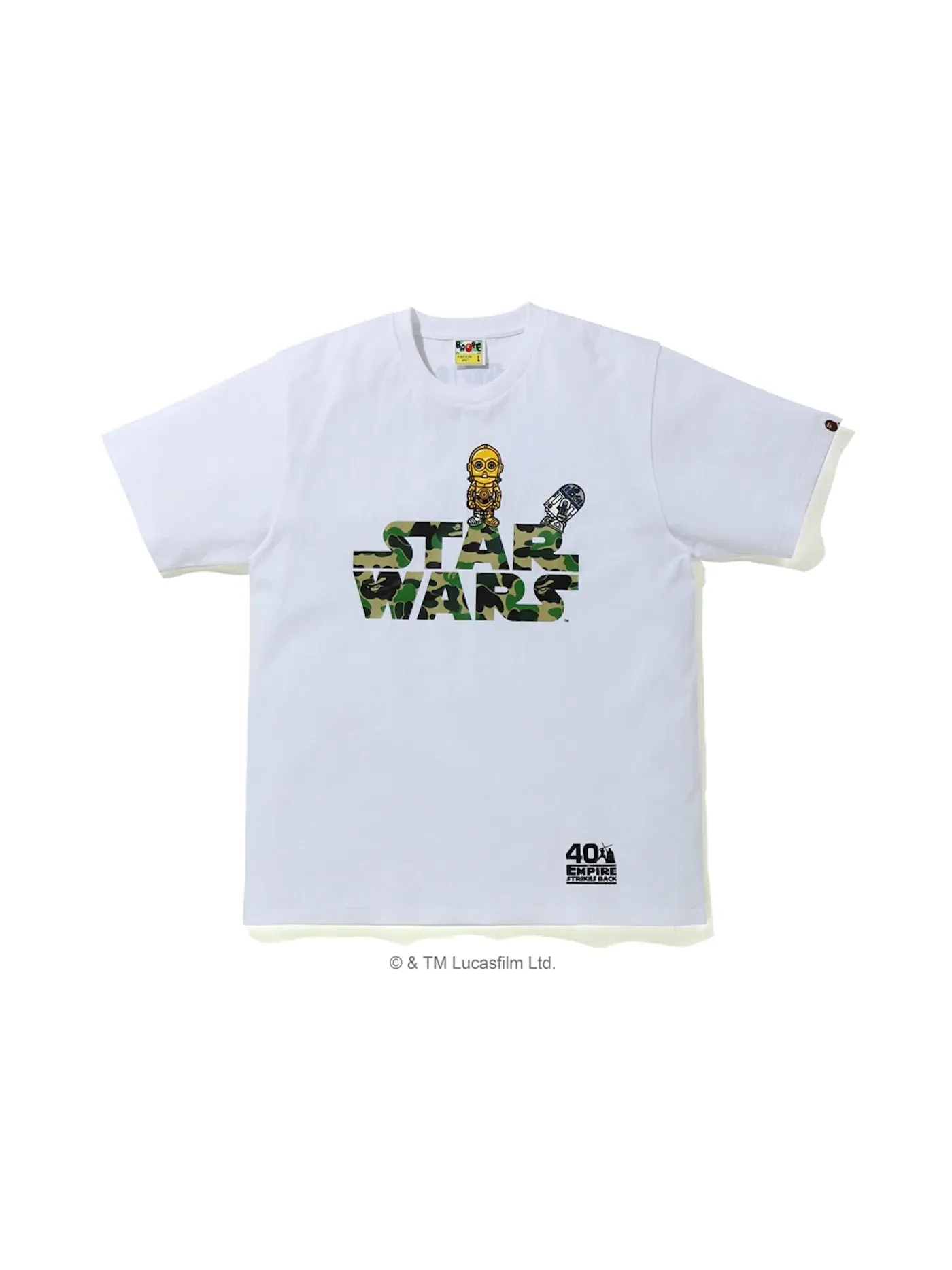 Мужская футболка с принтом BAPE X Star Wars R2-D2 & C-3PO Tee BAPE — изображение 1 из 2, белый