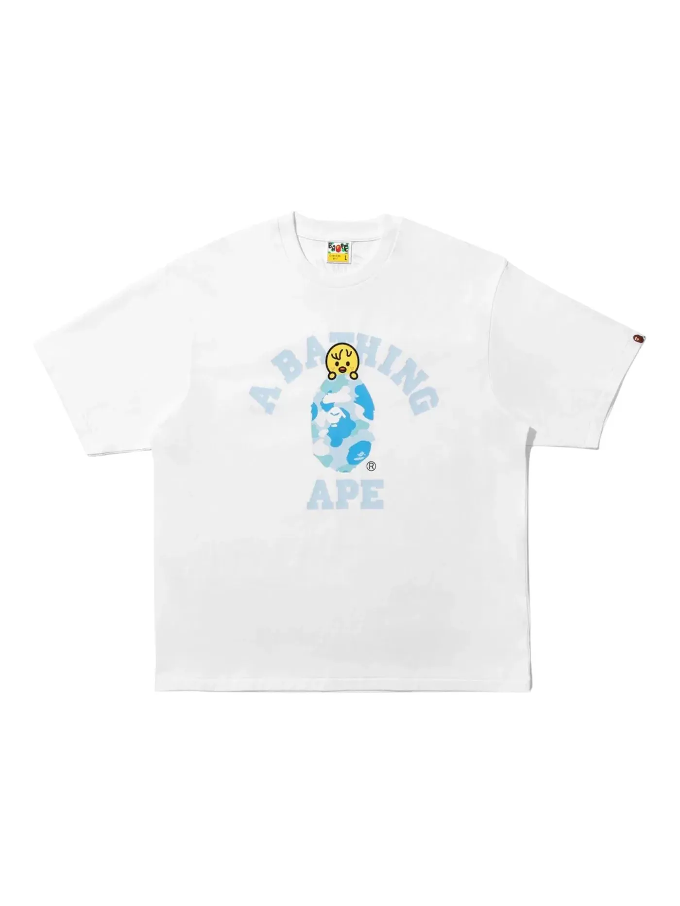 Мужская футболка с принтом BAPE x Stray Kids Bbokari College Tee BAPE — изображение 1 из 1, белый