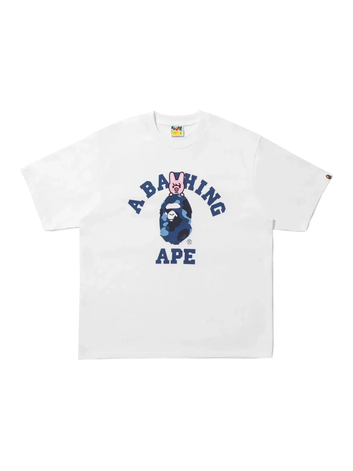 Мужская футболка с принтом BAPE x Stray Kids Dwaekki College Tee — изображение 1 из 1, белый