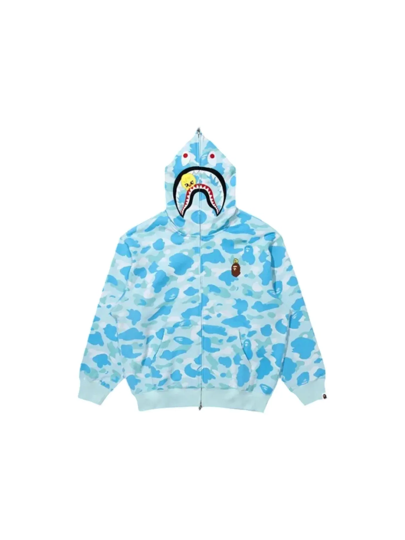 Мужской худи с принтом Felix Shark BAPE — изображение 1 из 1, светлый синий