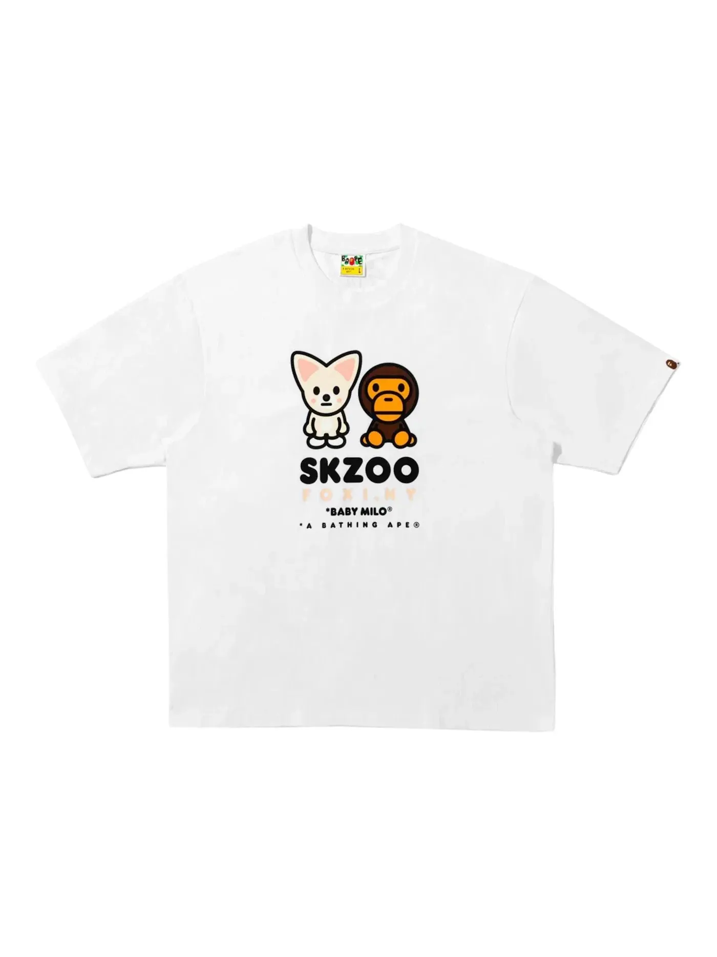 Мужская футболка с принтом BAPE x Stray Kids Foxi.Ny Baby Milo Tee BAPE — изображение 1 из 1, белый