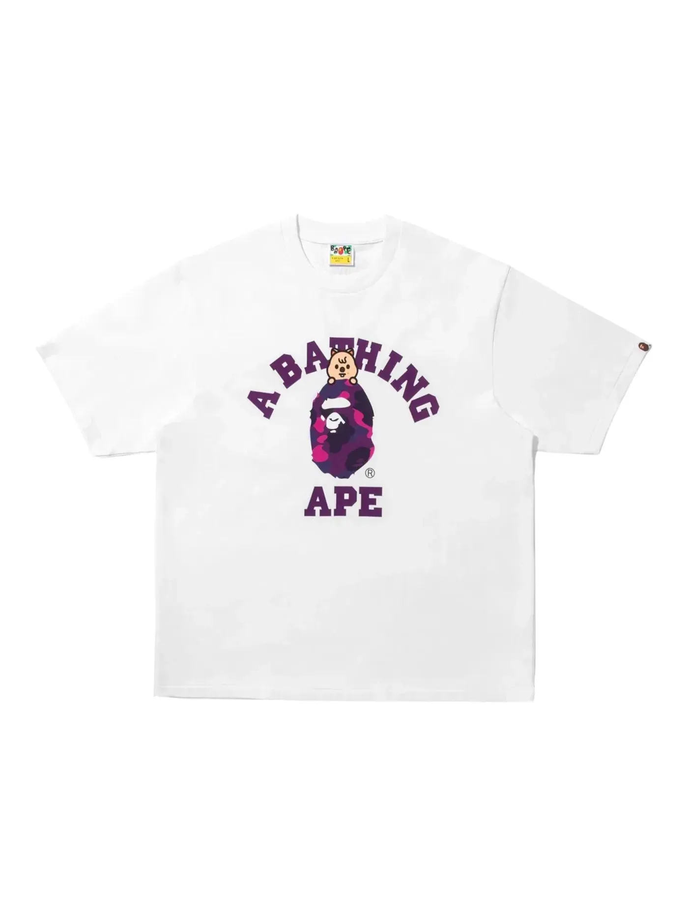 Мужская футболка с принтом BAPE x Stray Kids Han Quokka College Tee — изображение 1 из 1, белый