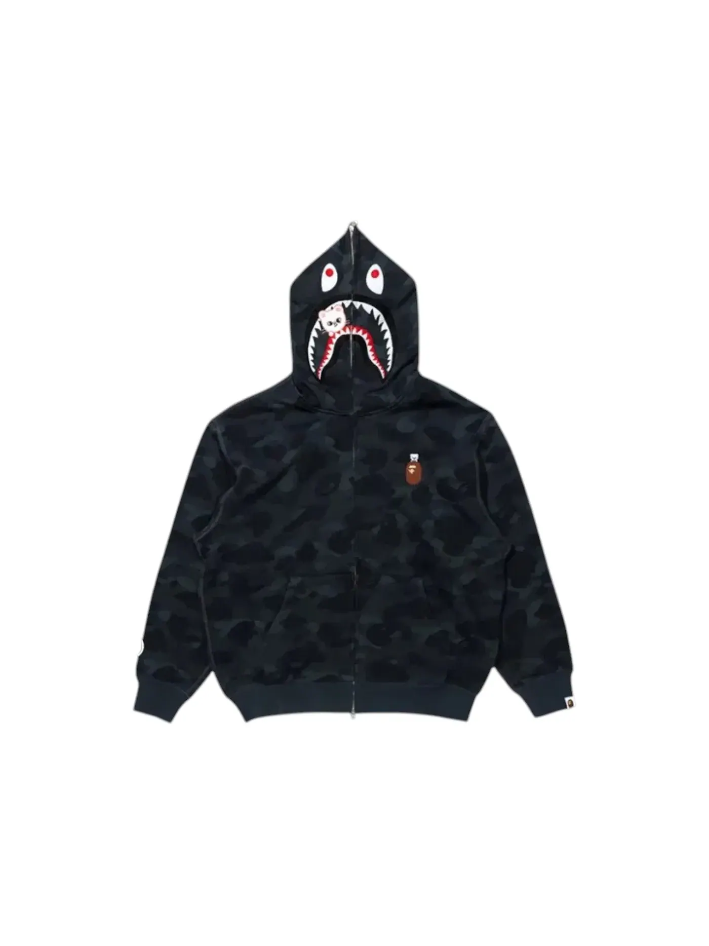 Мужская худи с принтом Shark Full Zip Hoodie BAPE — изображение 1 из 1, черный