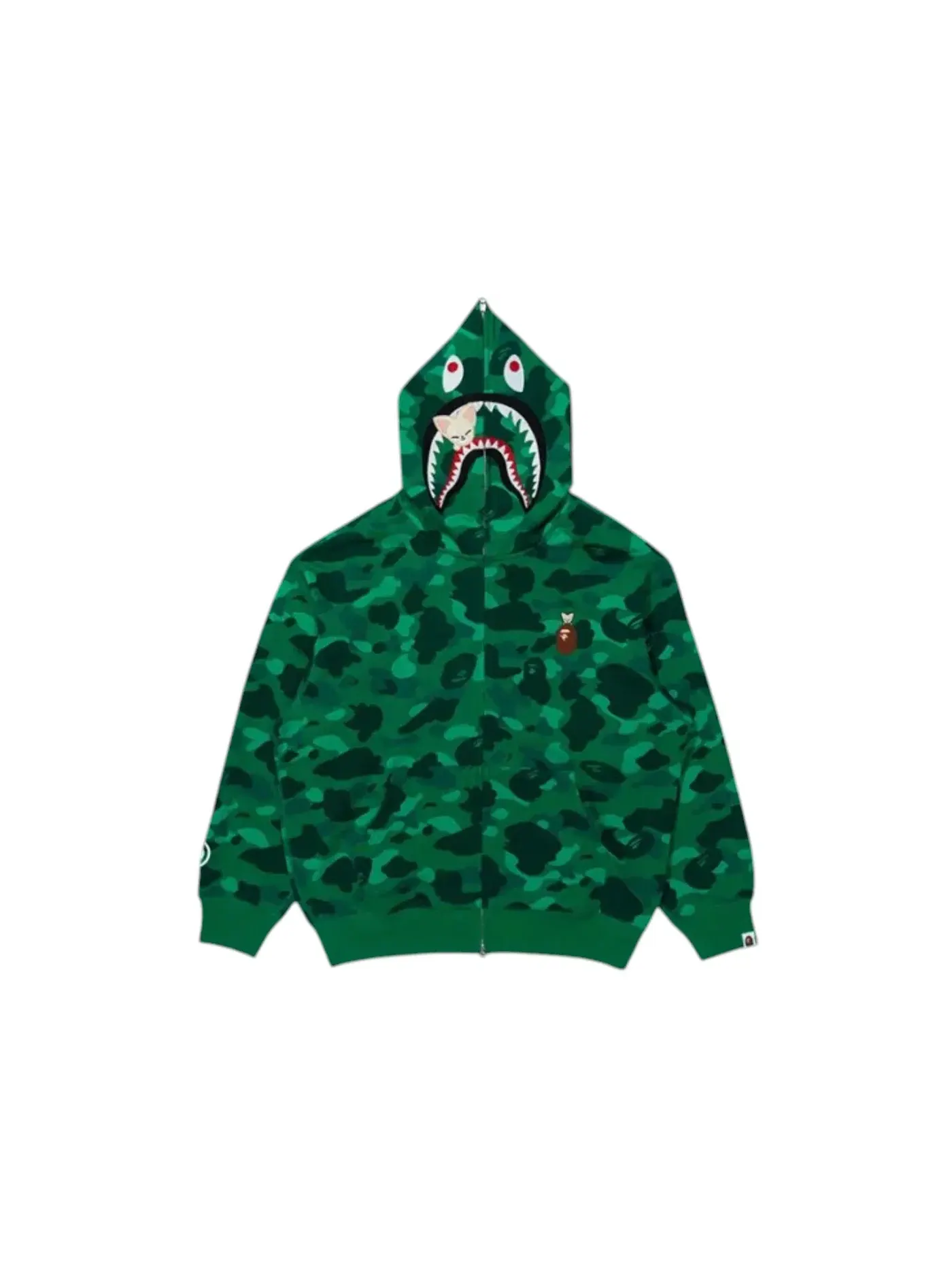 Мужская худи на молнии BAPE x Stray Kids In Shark Full Zip — изображение 1 из 1, зеленый