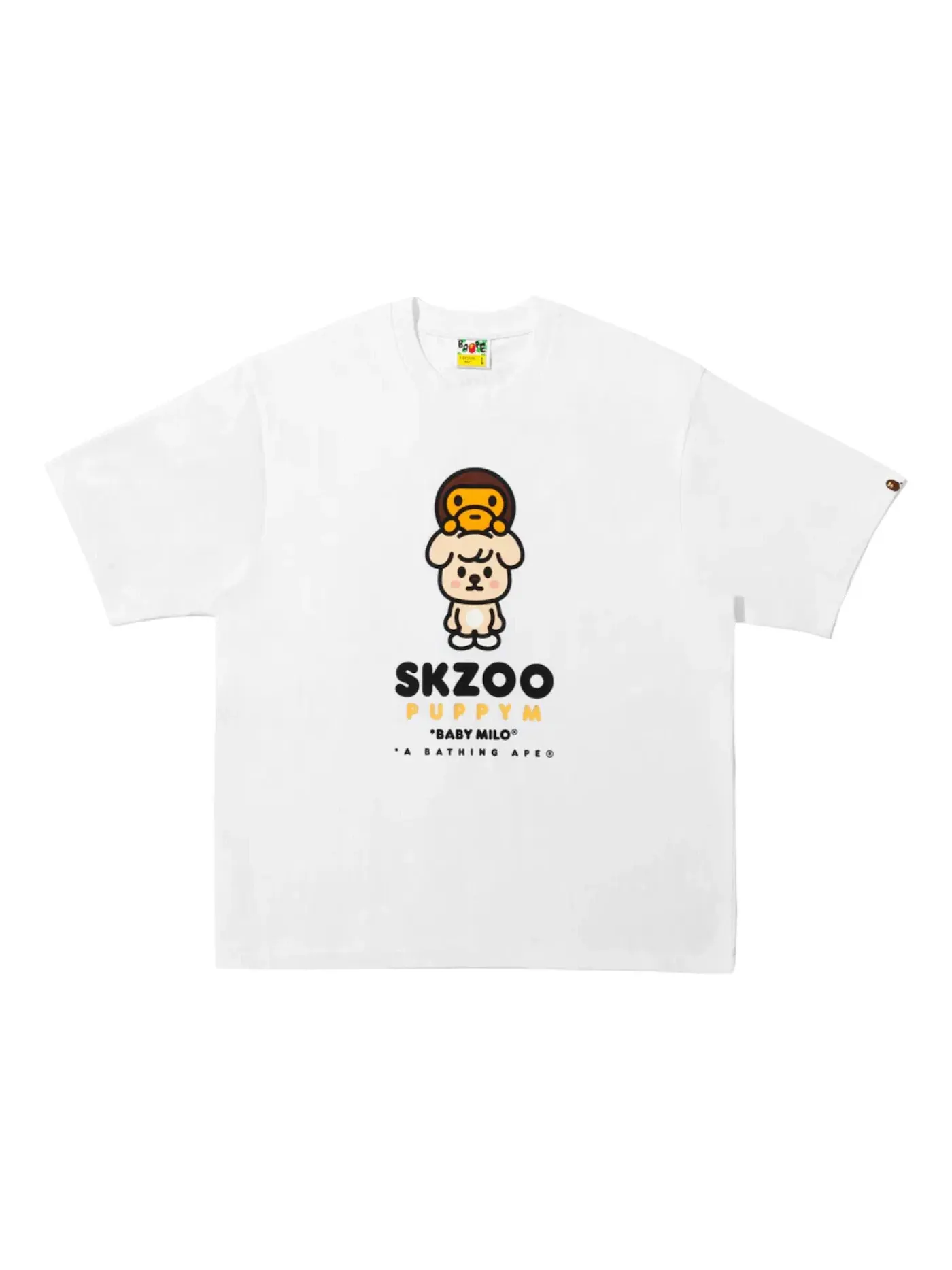 Мужская футболка с принтом BAPE x Stray Kids Puppym Baby Milo Tee (FW25) BAPE — изображение 1 из 1, белый