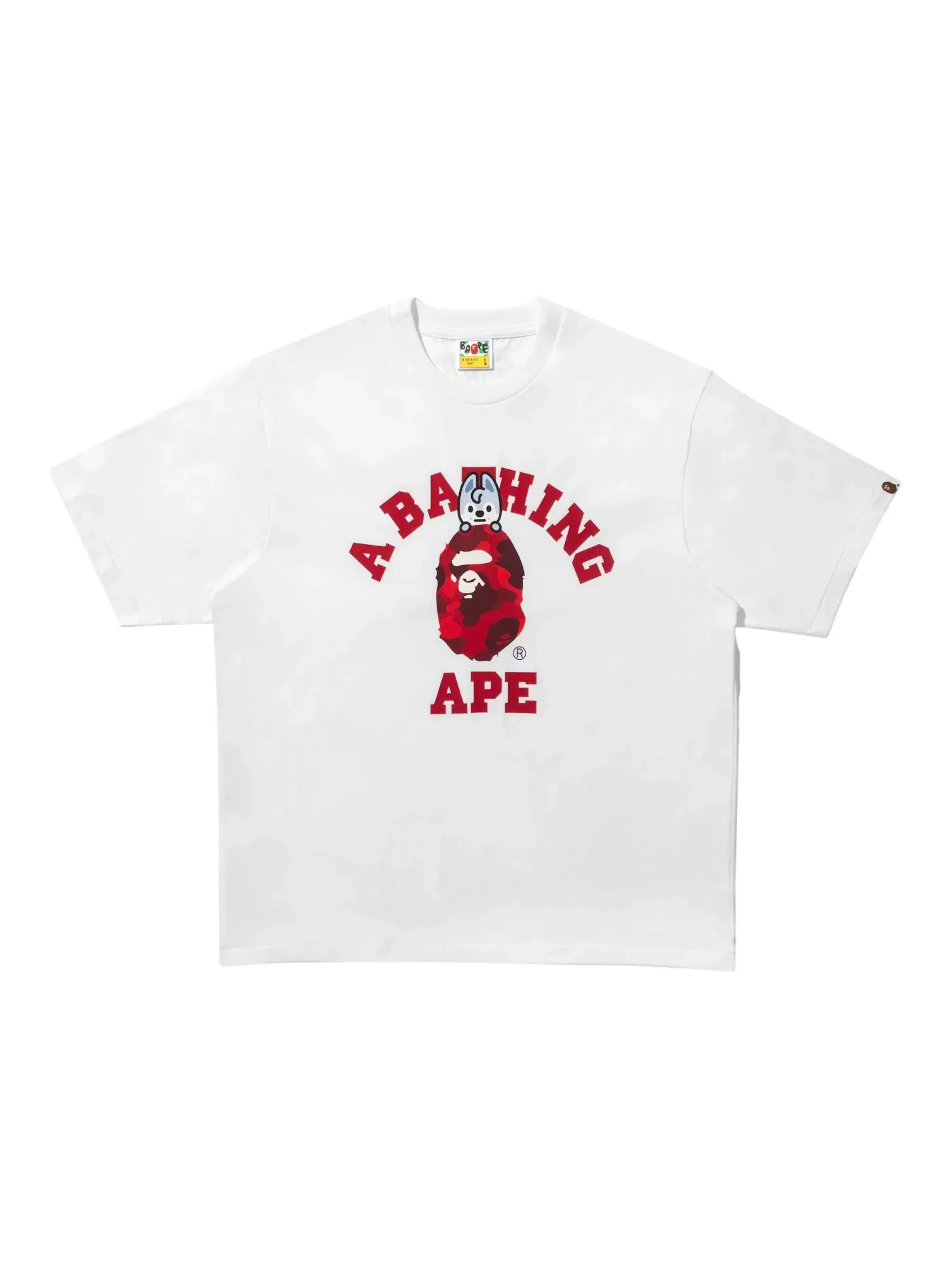Мужская футболка с принтом BAPE x Stray Kids Wolf Chan Bang Chan College T-shirt BAPE — изображение 1 из 1, белый/красный