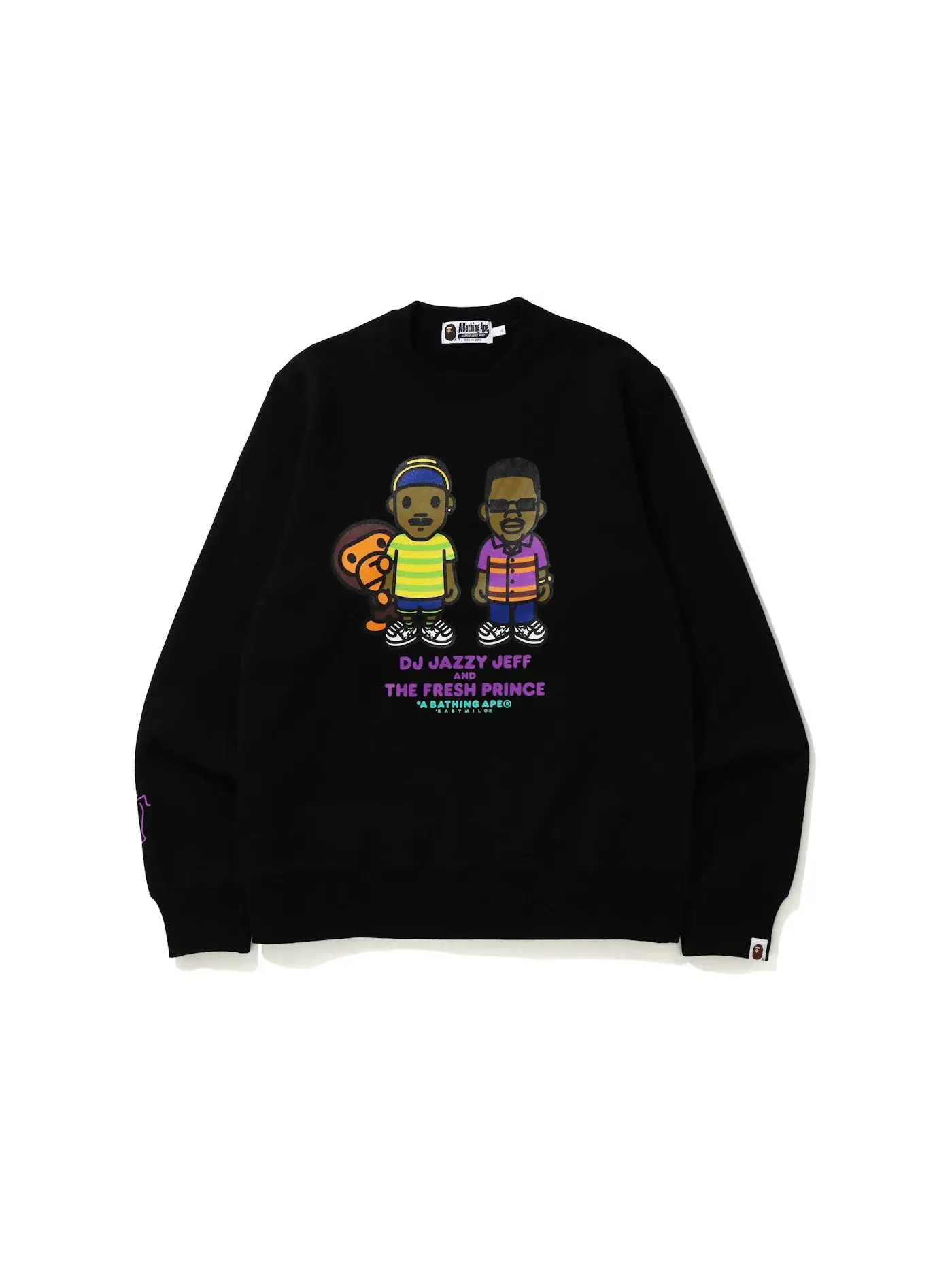 Мужской свитшот с принтом BAPE x The Fresh Prince & DJ Jazzy Jeff Baby Milo Crewneck — изображение 1 из 2, черный