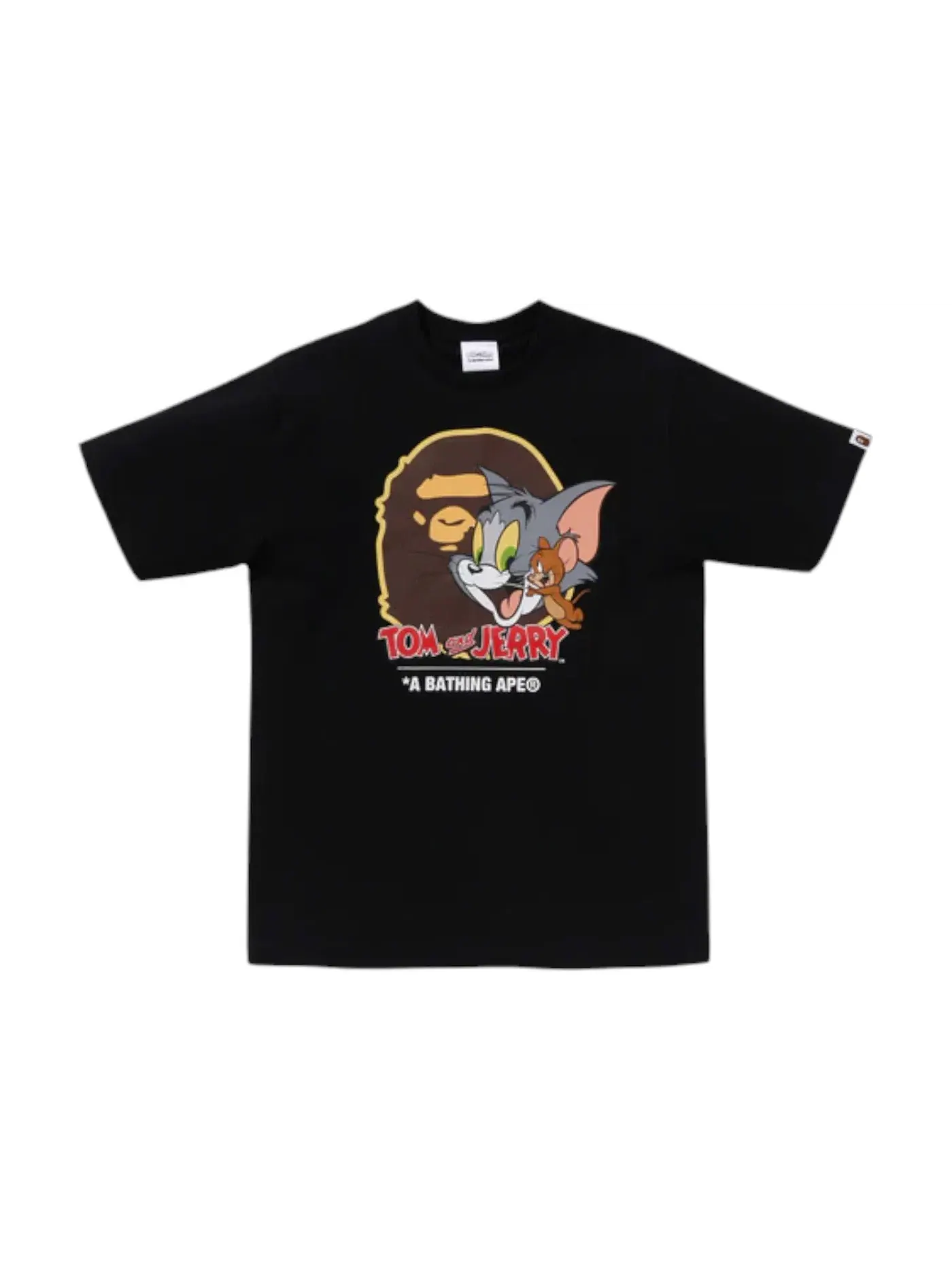 Мужская футболка с принтом BAPE x Tom And Jerry 85th Ape Head I Tee BAPE — изображение 1 из 1, черный