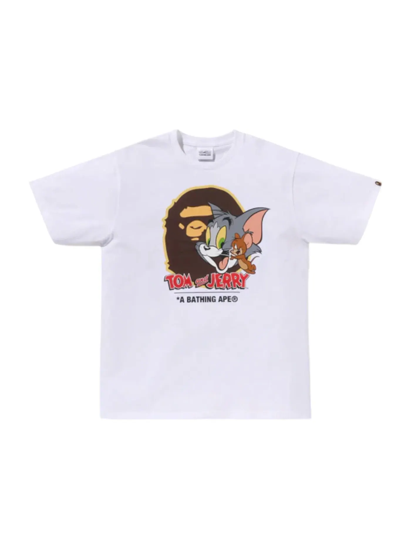 Мужская футболка с принтом BAPE x Tom And Jerry 85th Ape Head I Tee BAPE — изображение 1 из 1, белый