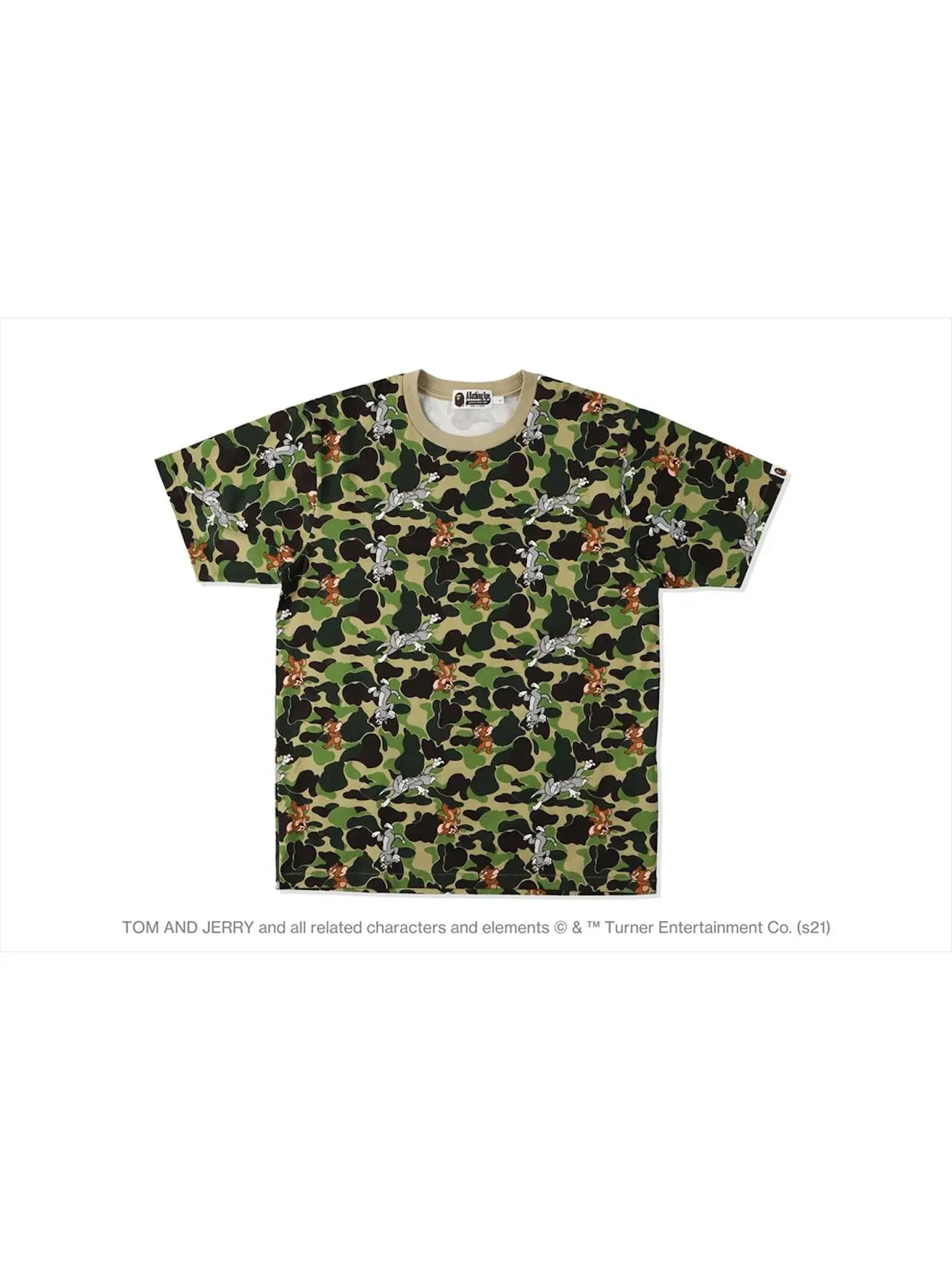 Мужская футболка с принтом BAPE x Tom and Jerry Camo Tee BAPE — изображение 1 из 2, зеленый