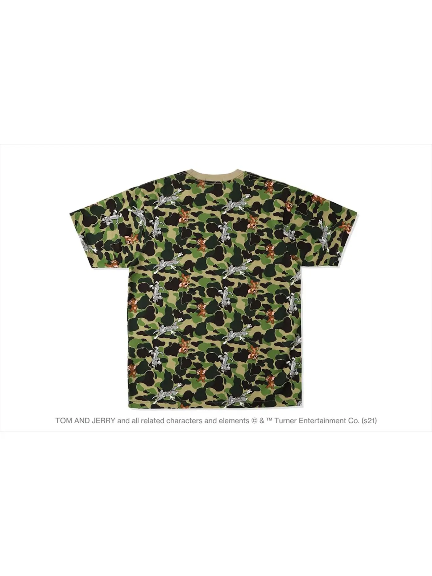 Мужская футболка с принтом BAPE x Tom and Jerry Camo Tee BAPE — изображение 2 из 2, зеленый