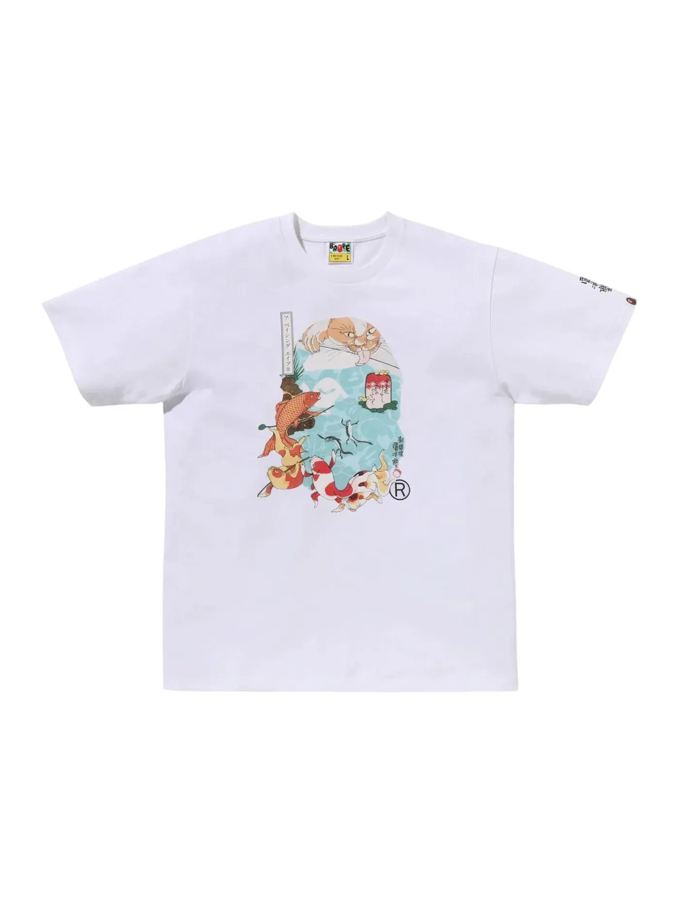Мужская футболка с принтом BAPE x Ukiyo-E Ape Head 4 Tee — изображение 1 из 1, белый