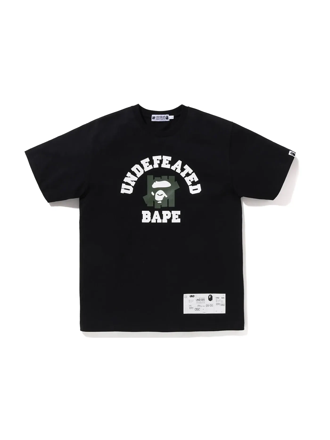 Мужская футболка с принтом BAPE x Undefeated College Tee (FW22) BAPE — изображение 1 из 2, черный