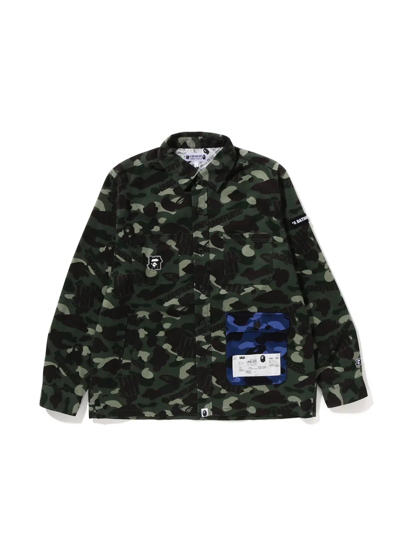 Мужская фланелевая куртка с камуфляжным принтом Color Camo BAPE — изображение 1 из 2, зеленый синий