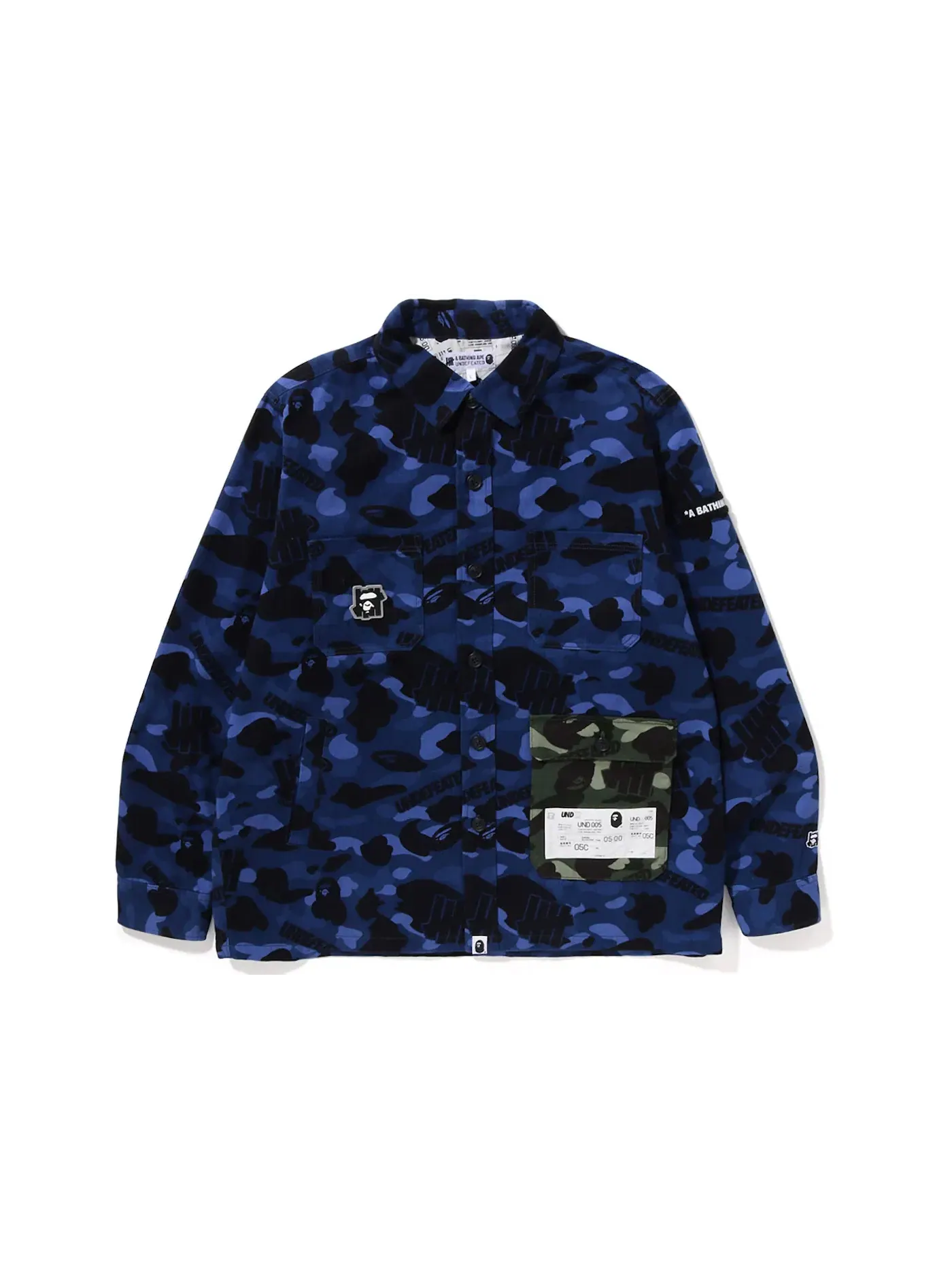 Мужская куртка-фланель BAPE x Undefeated Color Camo Flannel Jacket — изображение 1 из 2, темно-синий