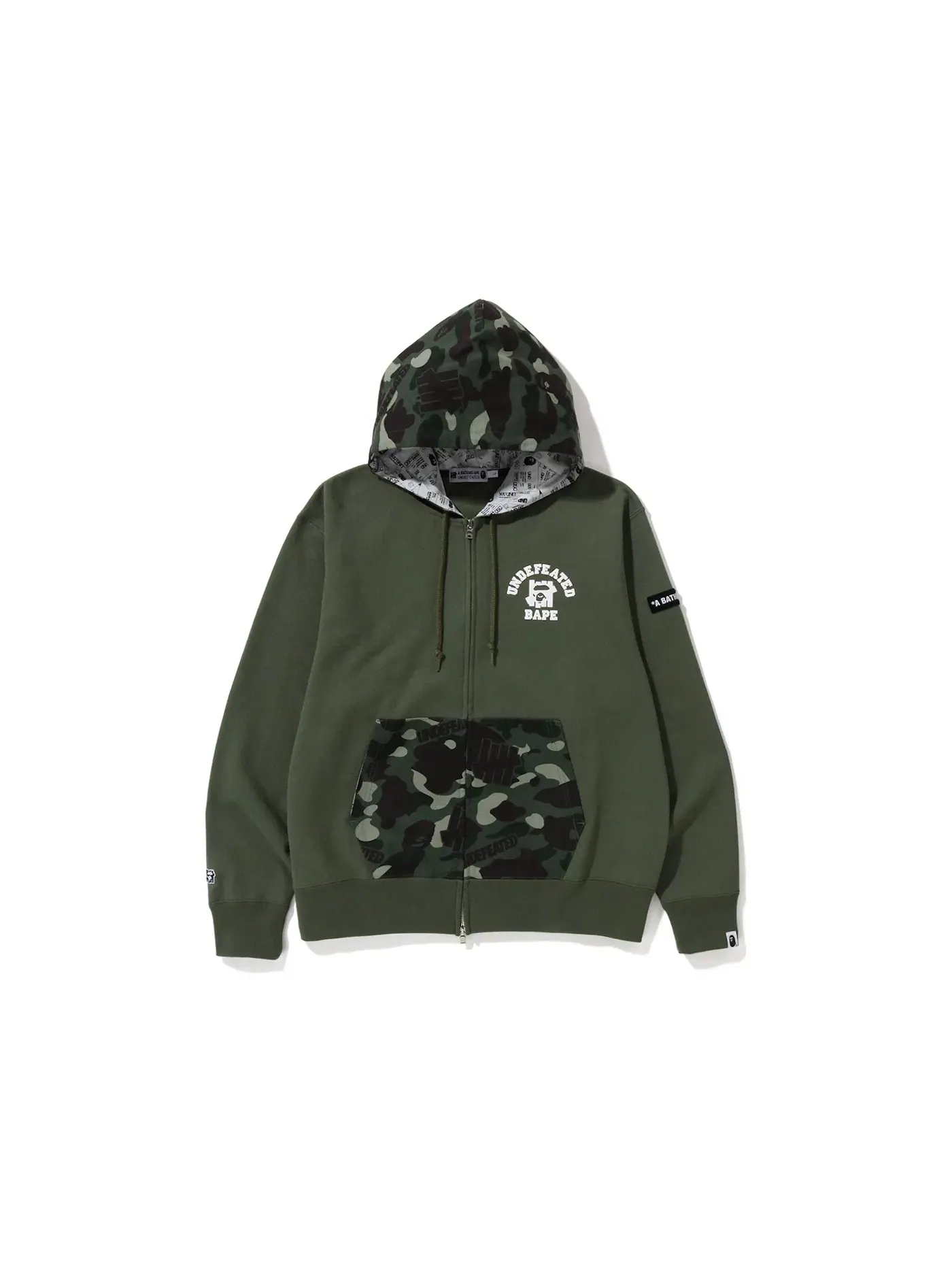 Мужская худи свободного кроя с принтом BAPE x Undefeated Color Camo BAPE — изображение 1 из 2, зеленый