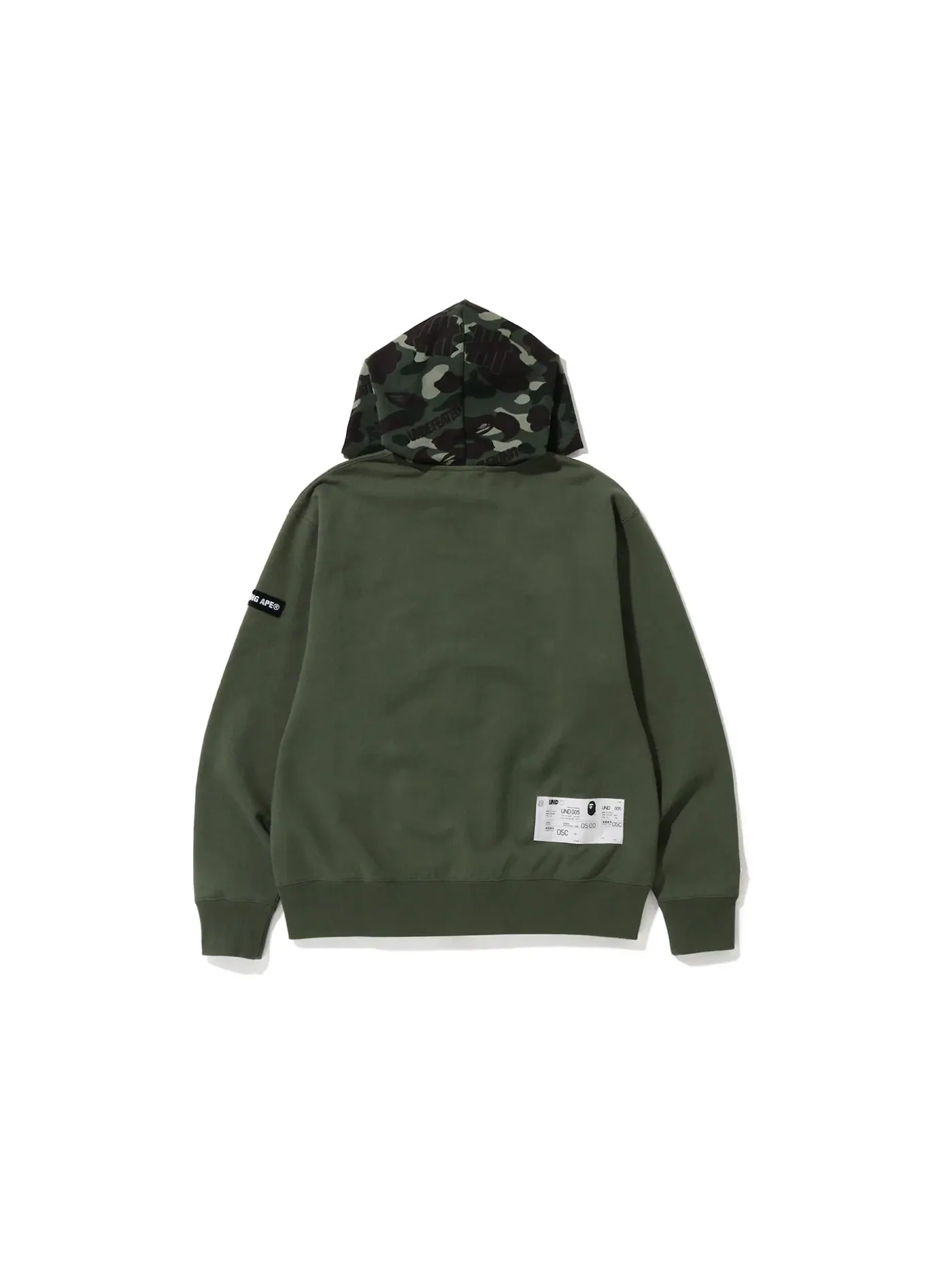 Мужская худи свободного кроя с принтом BAPE x Undefeated Color Camo BAPE — изображение 2 из 2, зеленый