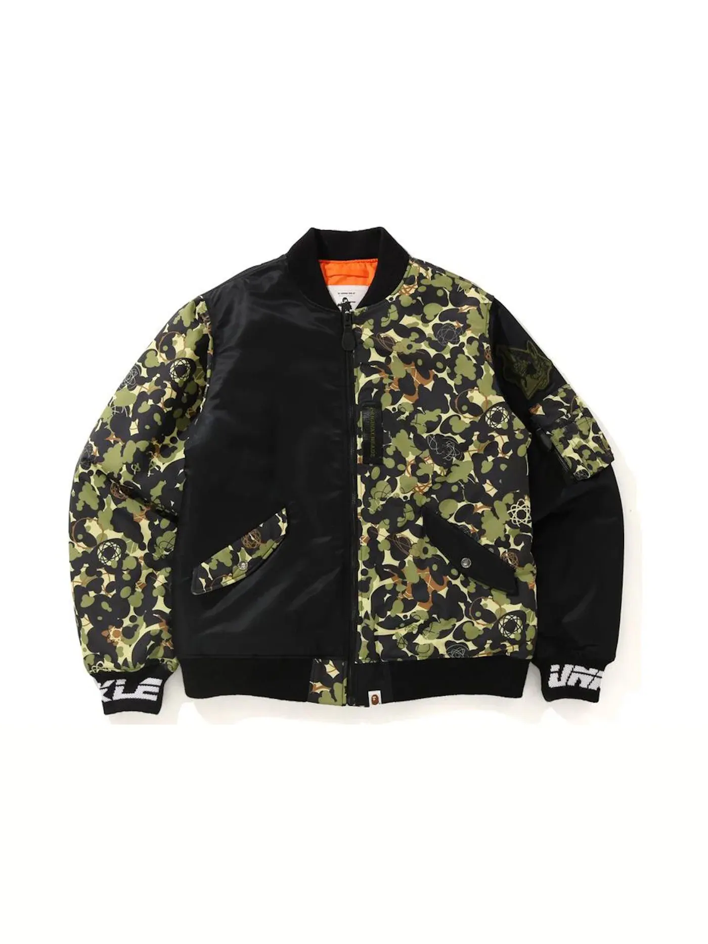 Мужская куртка-бомбер с камуфляжным принтом BAPE x UNKLE MWA CAMO MA-1 Jacket BAPE — изображение 1 из 2, черный