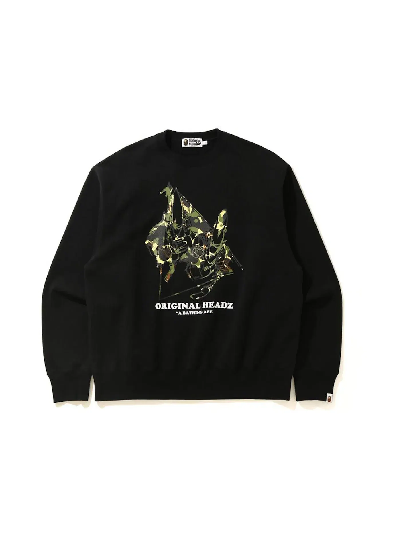 Мужской свитшот с принтом BAPE x UNKLE POINTMAN Logo Relaxed Crewneck BAPE — изображение 1 из 2, черный