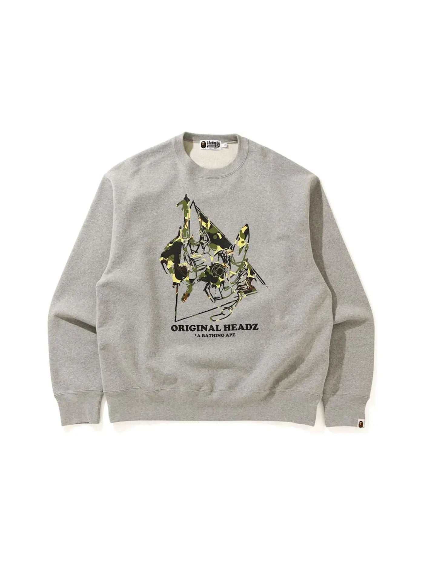 Мужской свитшот свободного кроя BAPE x UNKLE POINTMAN Logo Relaxed Crewneck — изображение 1 из 2, серый