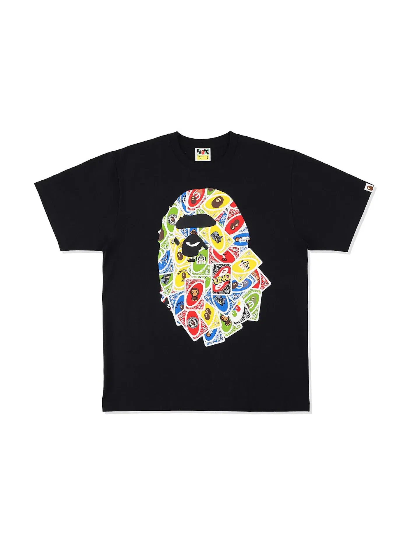 Мужская футболка с принтом BAPE x UNO Ape Head Tee BAPE — изображение 1 из 1, черный