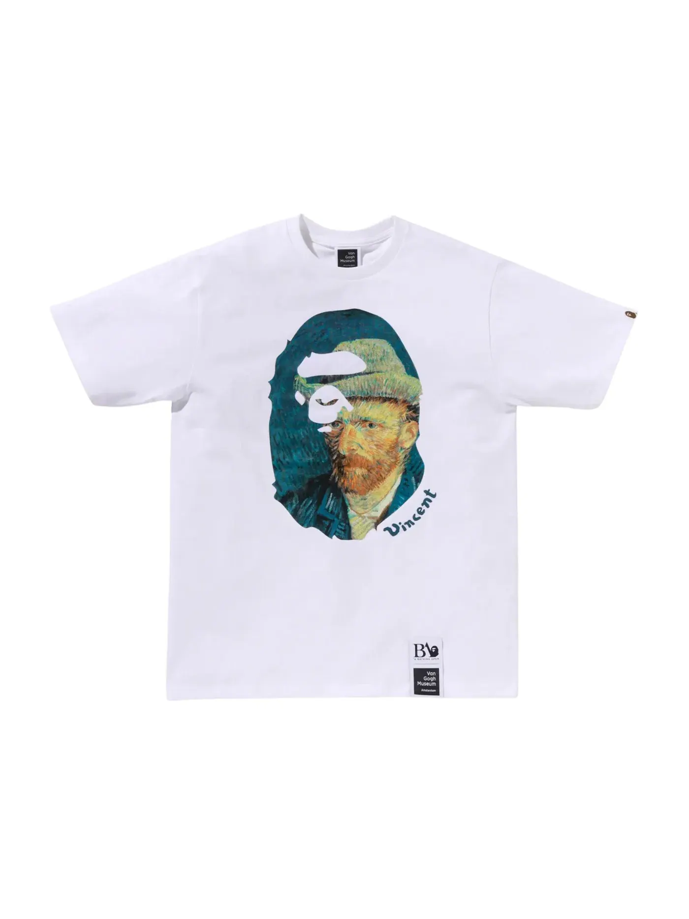 Мужская футболка с принтом BAPE x Van Gogh Museum Ape Head Canvas Art I Tee BAPE — изображение 1 из 1, белый