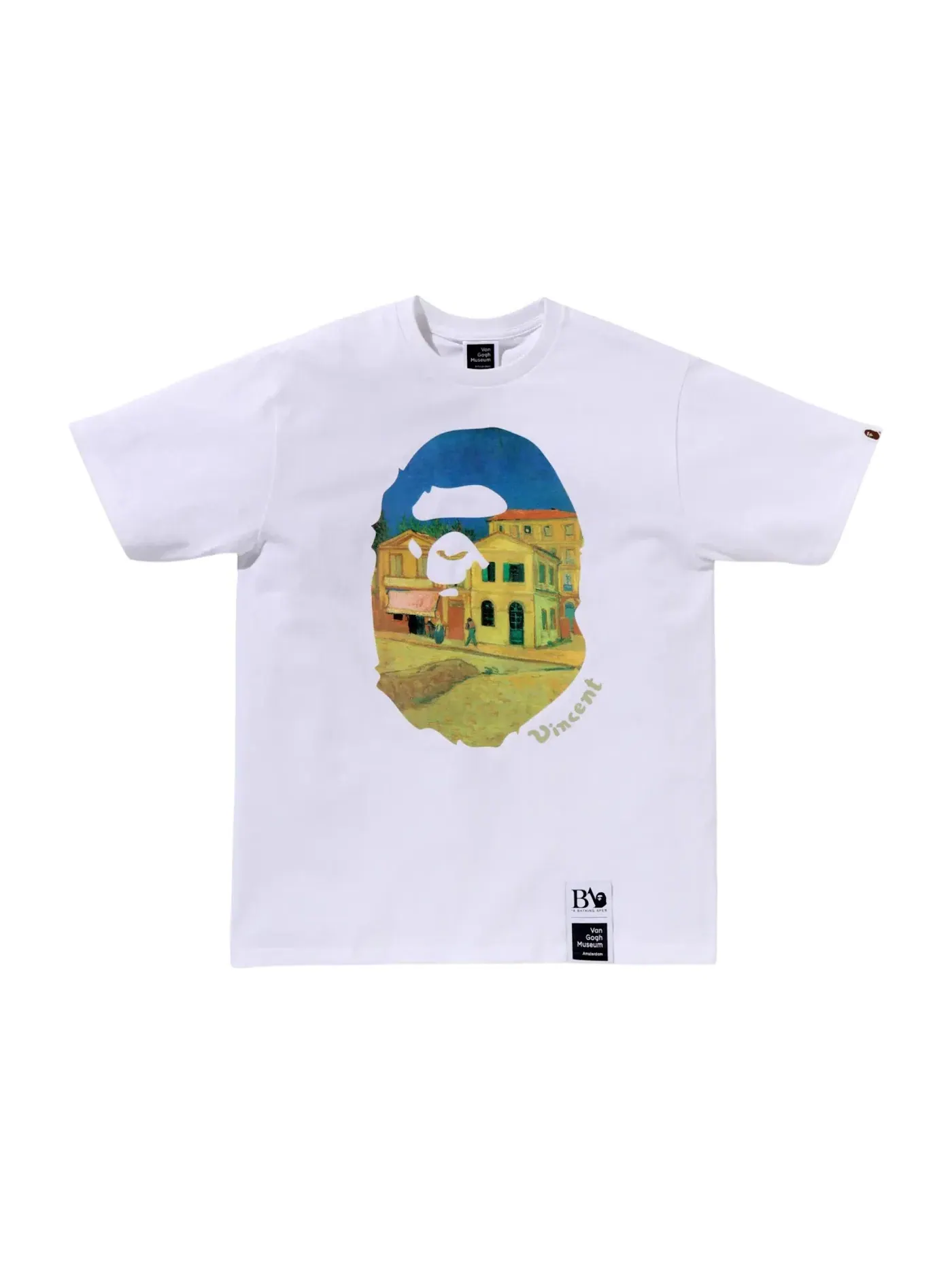 Мужская футболка с принтом BAPE x Van Gogh Museum Ape Head Canvas Art III Tee — изображение 1 из 1, белый