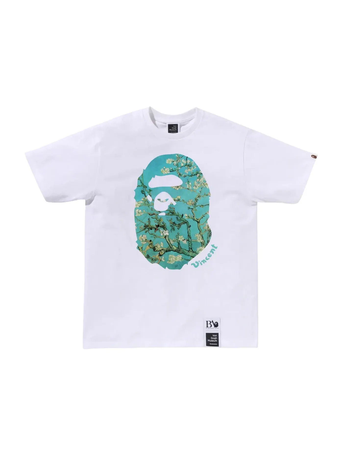 Мужская футболка с принтом BAPE x Van Gogh Museum Ape Head Canvas Art VI Tee BAPE — изображение 1 из 1, белый