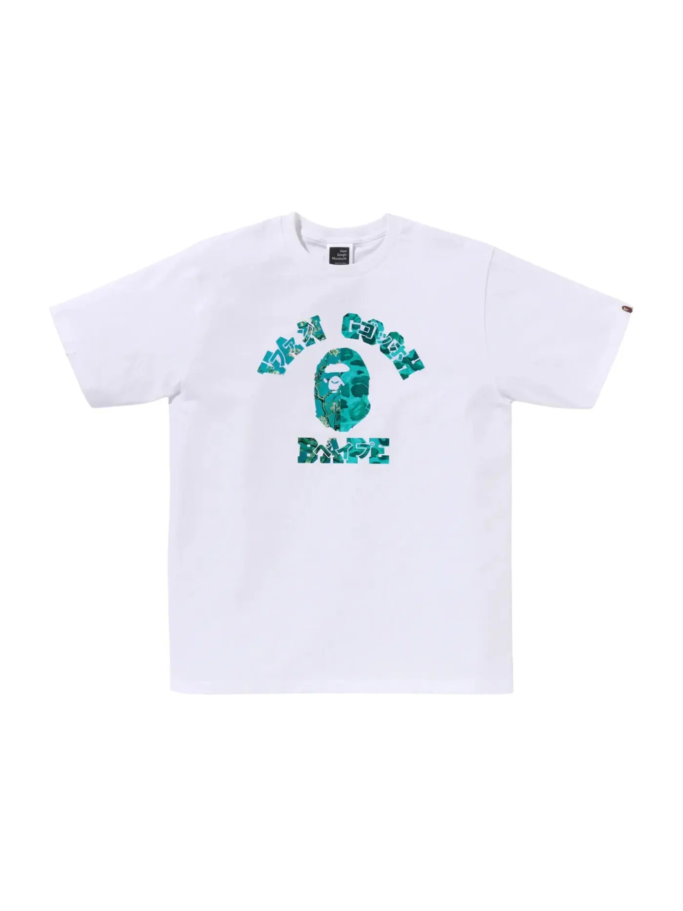 Мужская футболка с принтом BAPE x Van Gogh Museum College Tee BAPE — изображение 1 из 1, белый