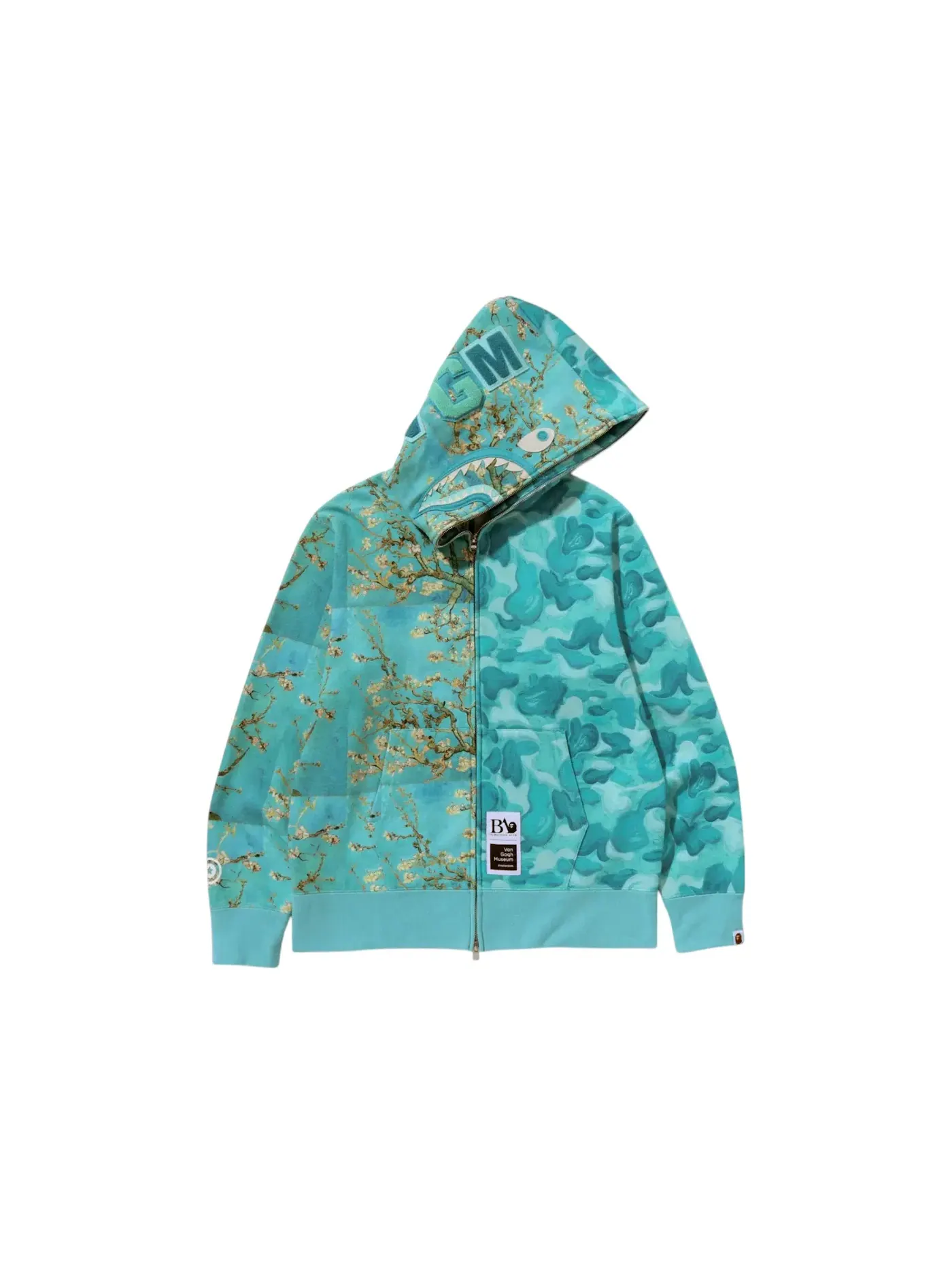 Мужская худи с принтом BAPE x Van Gogh Museum Shark Full Zip Hoodie BAPE, Sax — изображение 1 из 1