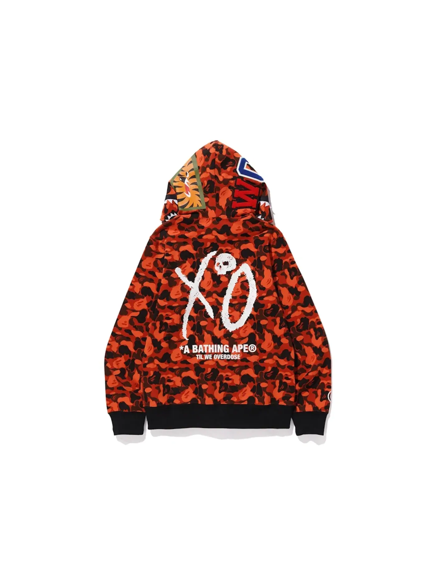 Мужская худи с камуфляжным принтом BAPE x XO Camo Shark Full Zip Hoodie BAPE — изображение 2 из 2, оранжевый