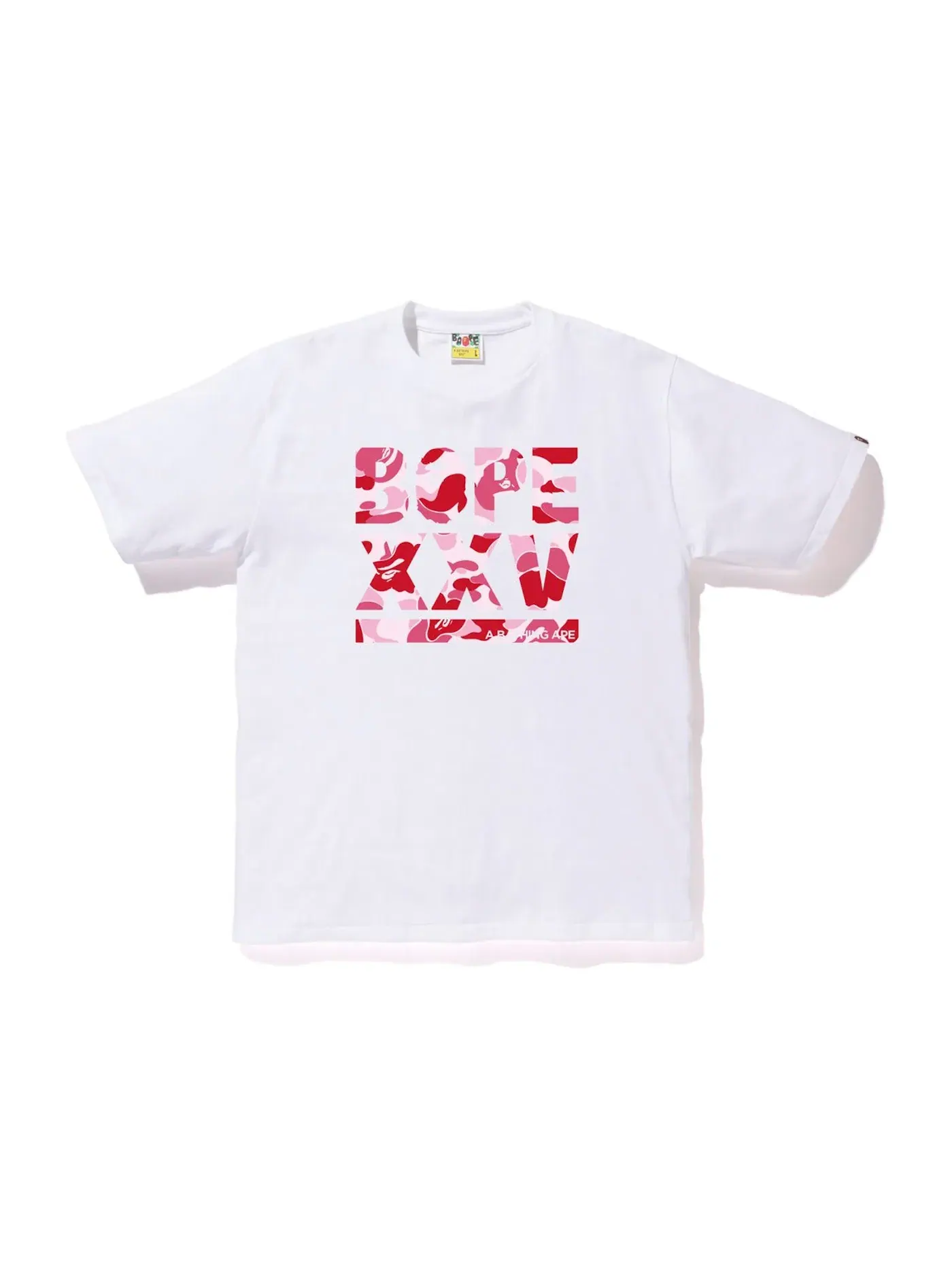 Мужская футболка с принтом BAPE XXV Cities Camo Logo Tee BAPE — изображение 1 из 2, белый розовый