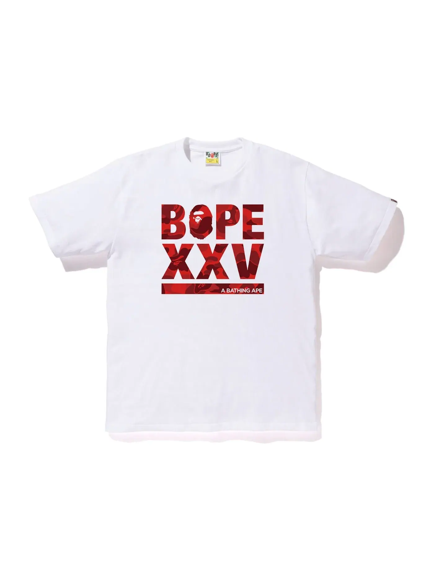 Мужская футболка с принтом BAPE XXV Cities Camo Logo Tee — изображение 1 из 2, белый/красный