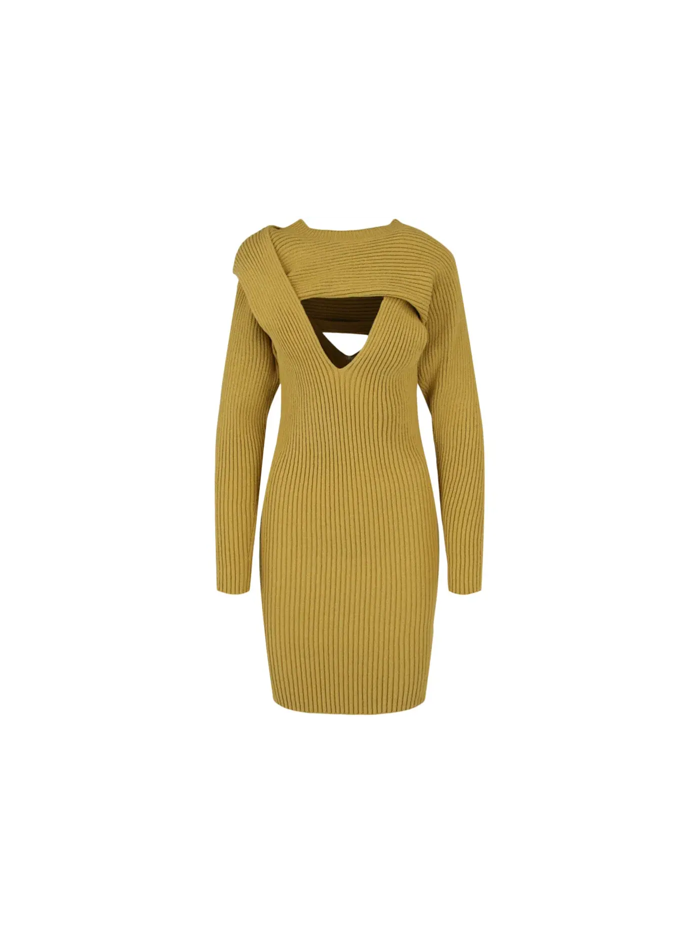 Женское платье ребристой вязки Bottega Veneta, Pear — изображение 1 из 3