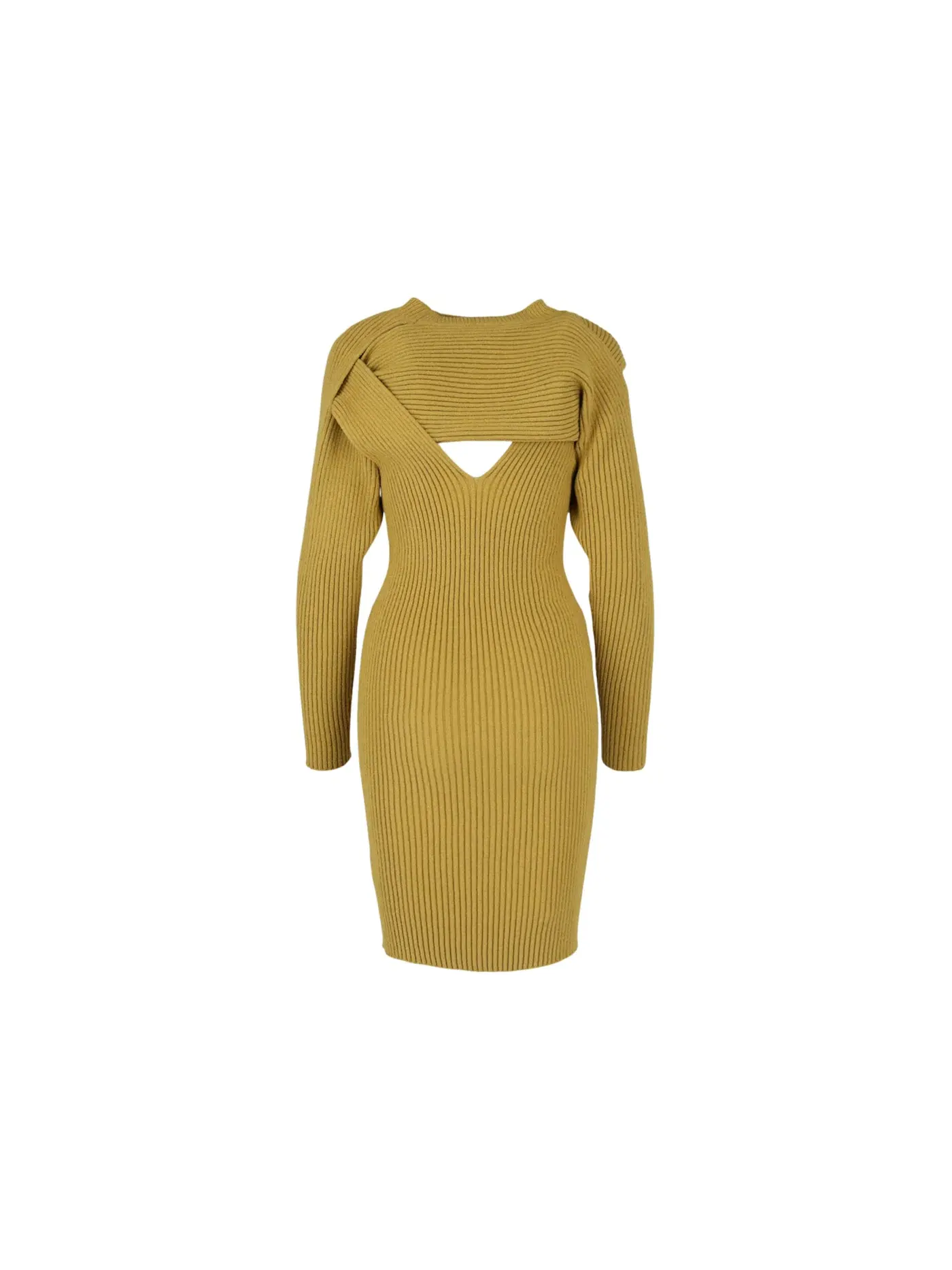 Женское платье ребристой вязки Bottega Veneta, Pear — изображение 2 из 3