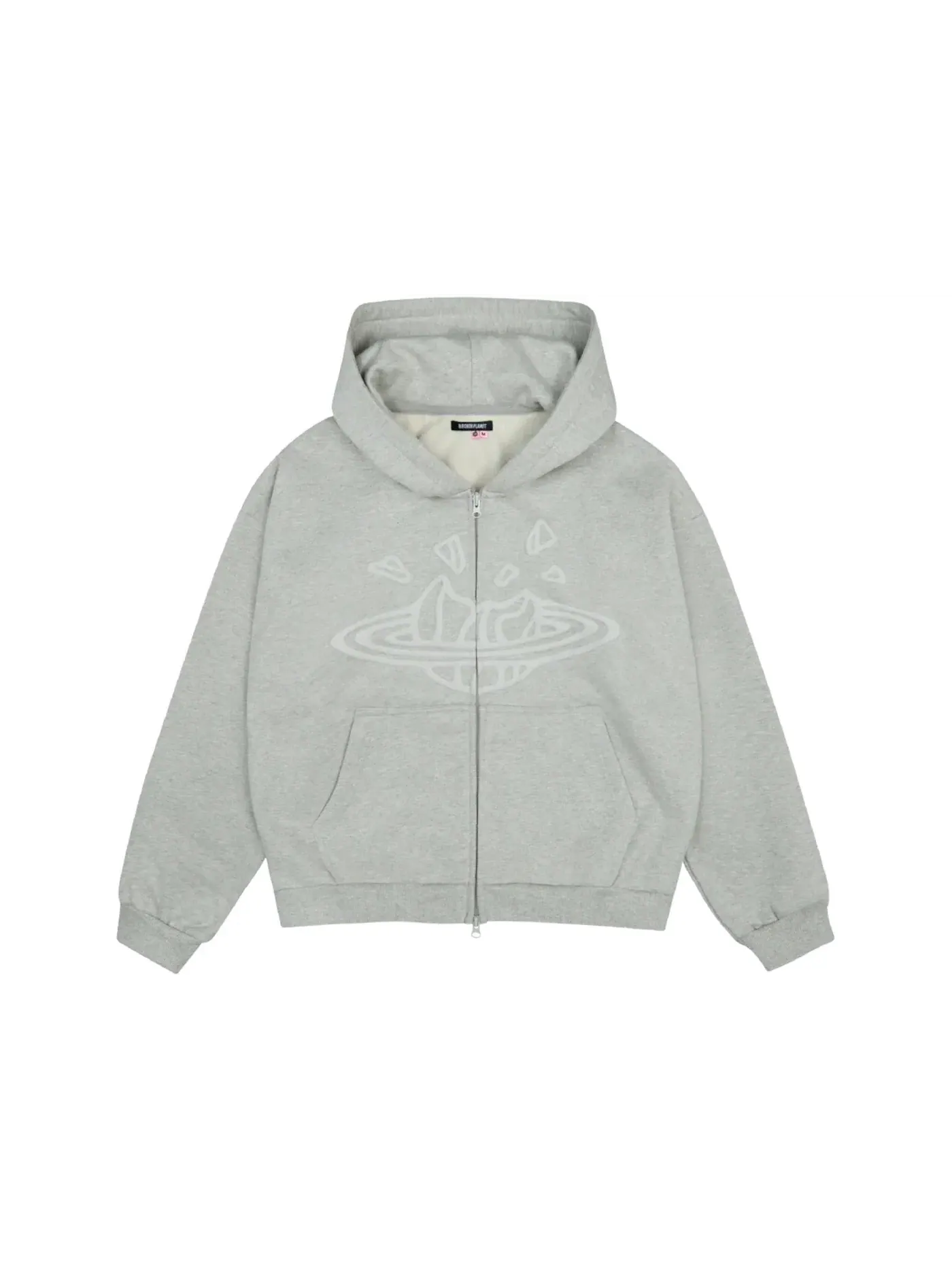 Мужская худи с молнией Ash Heather Grey Broken Planet