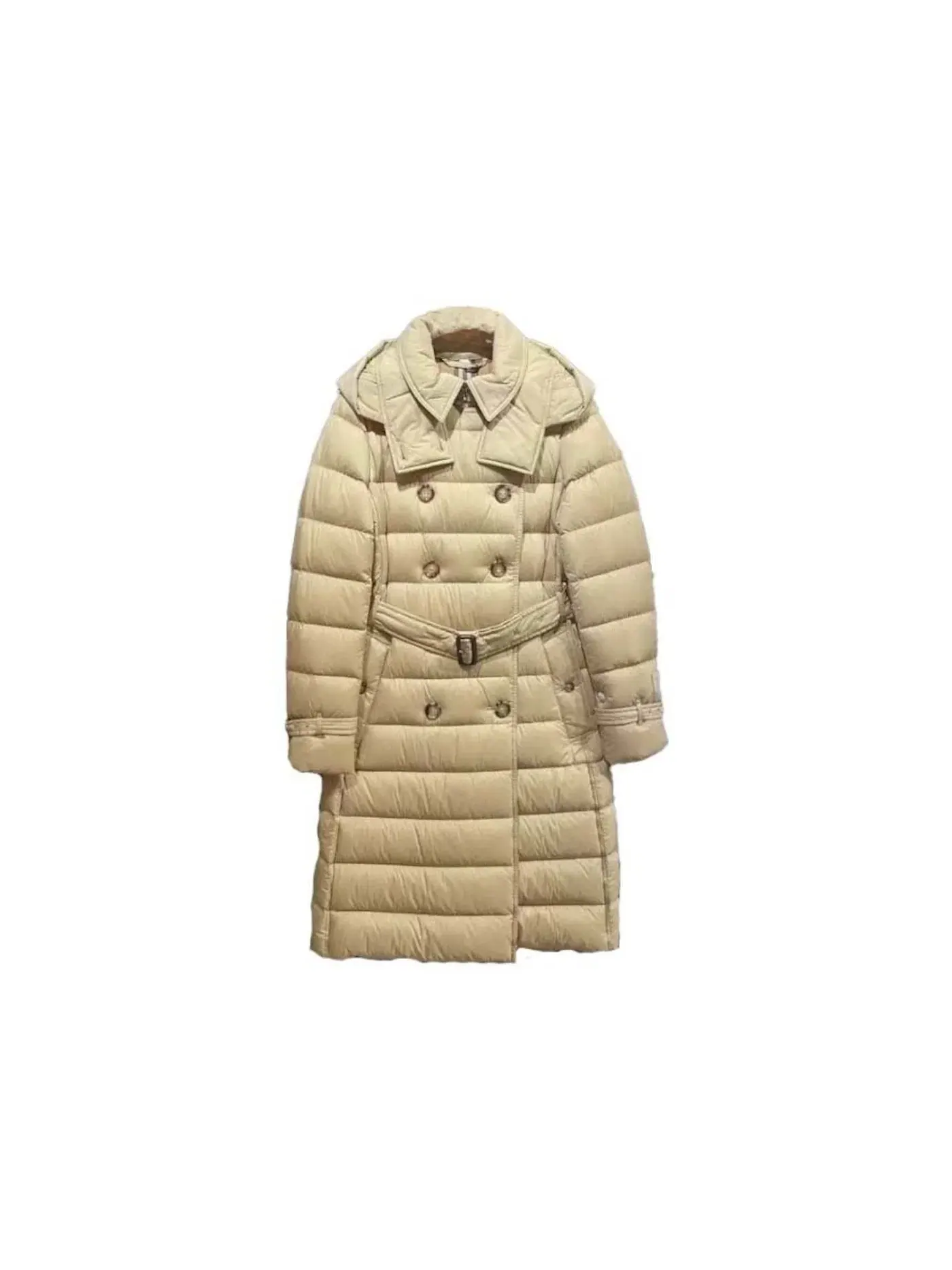 Женская куртка-пуховик с капюшоном Down Jacket Burberry — изображение 1 из 1, желтый