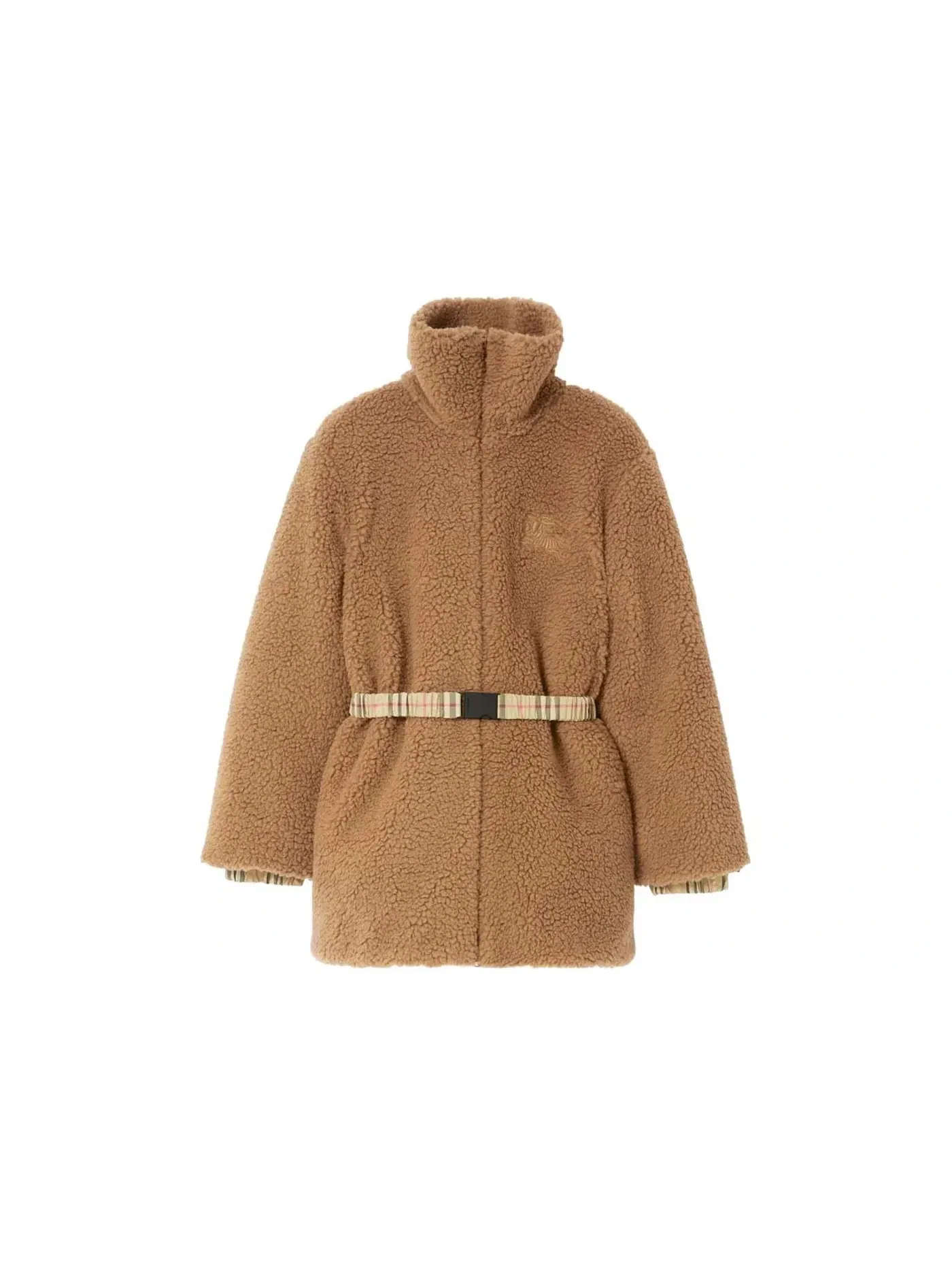 Женское пальто с поясом Belted Fleece Coat Burberry, Dusty Carmel — изображение 1 из 1