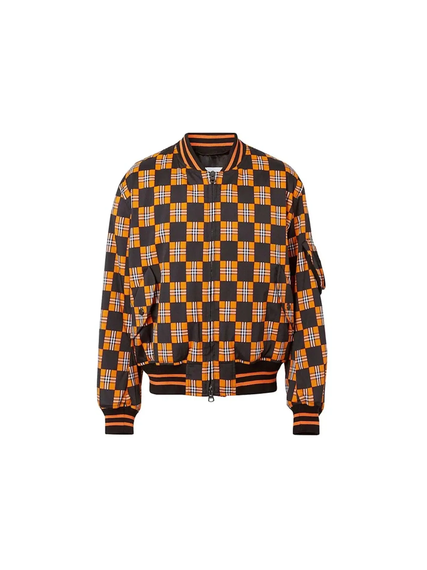 Мужская бомбер куртка с шахматным принтом Burberry — изображение 1 из 1, оранжевый/черный