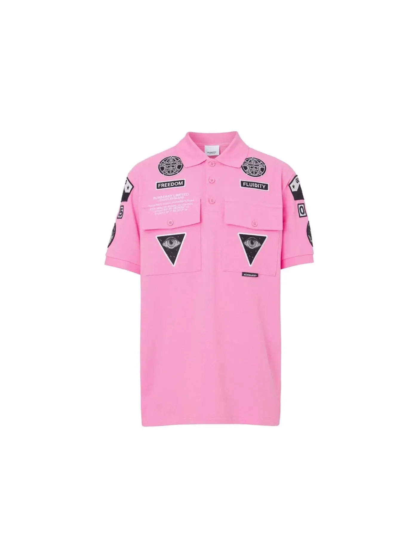 Мужская поло с нашивкой Burberry Bubblegum Badge-Applique Burberry — изображение 1 из 1, розовый